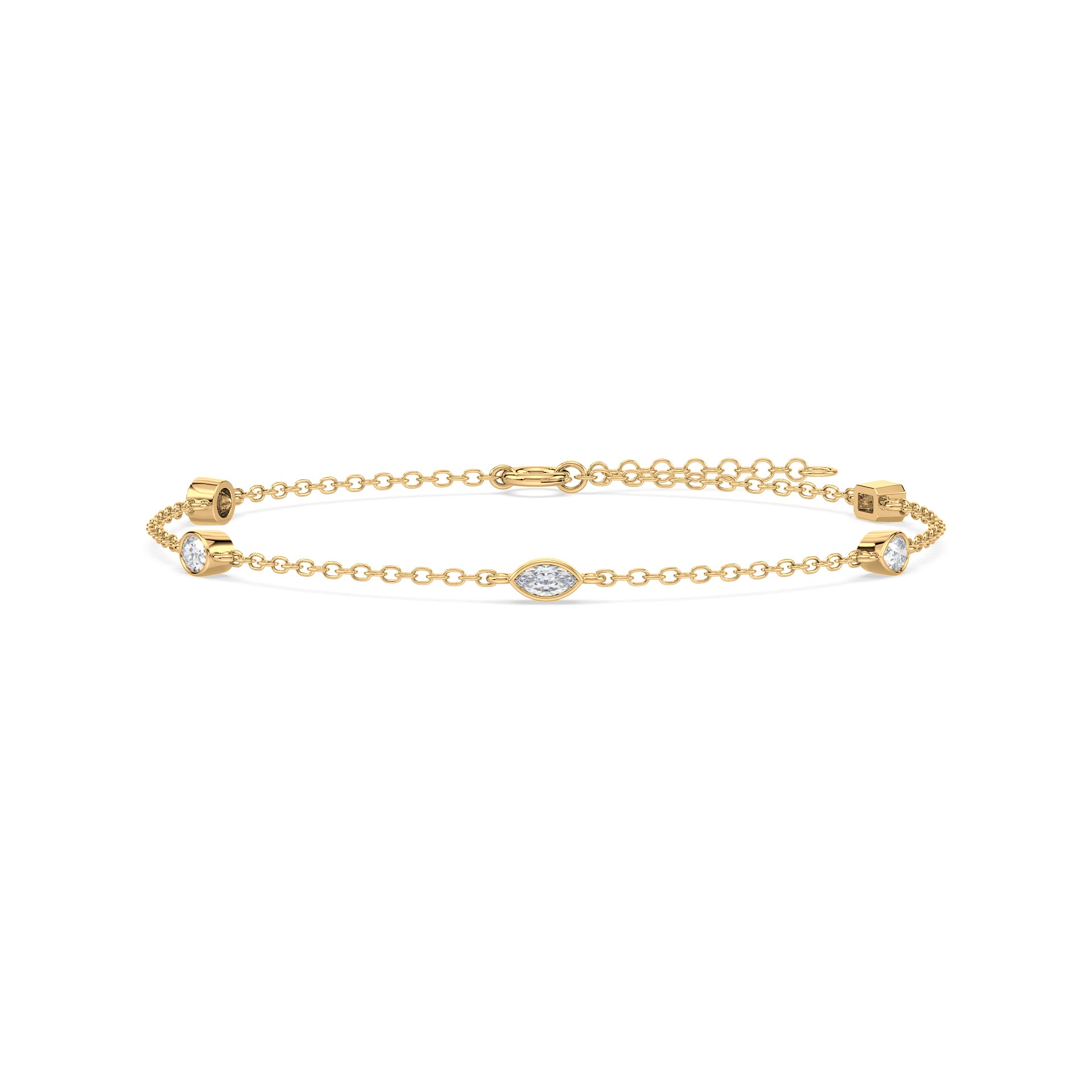 Stevie Mixed-Shape Lab Grown Diamond Bezel Station Bracelet