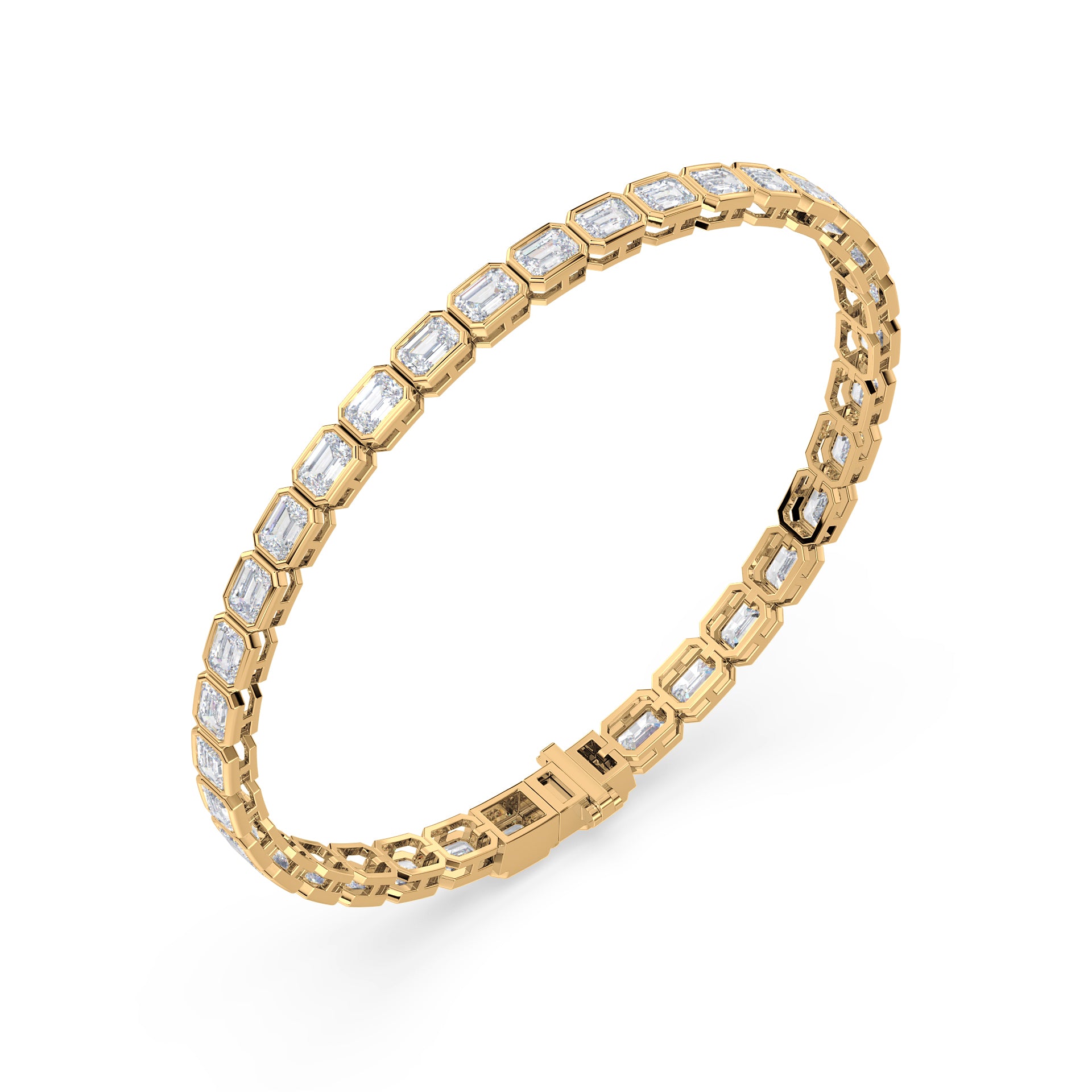 Cora East West Emerald Bezel Lab Grown Diamond Tennis Bracelet