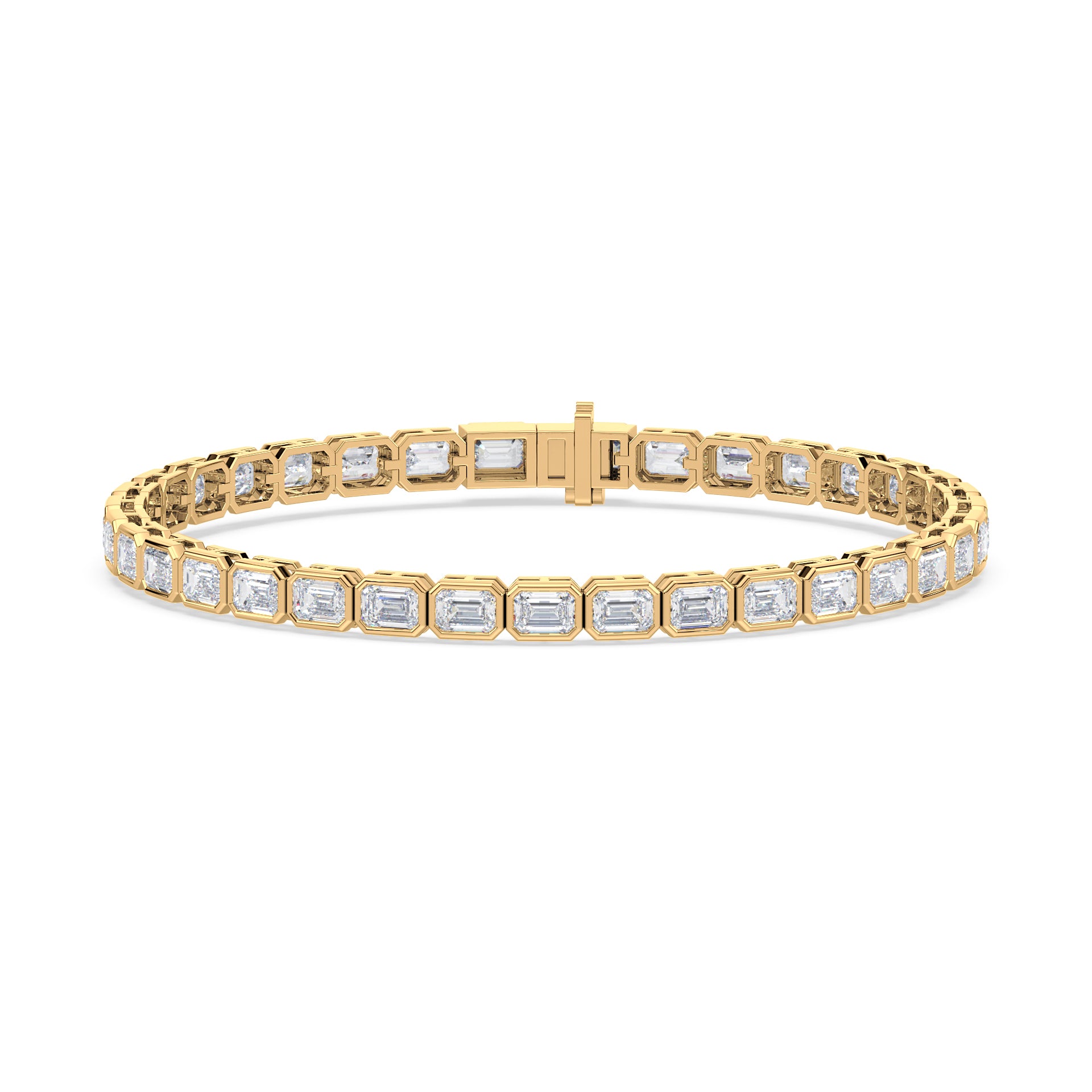Cora East West Emerald Bezel Lab Grown Diamond Tennis Bracelet