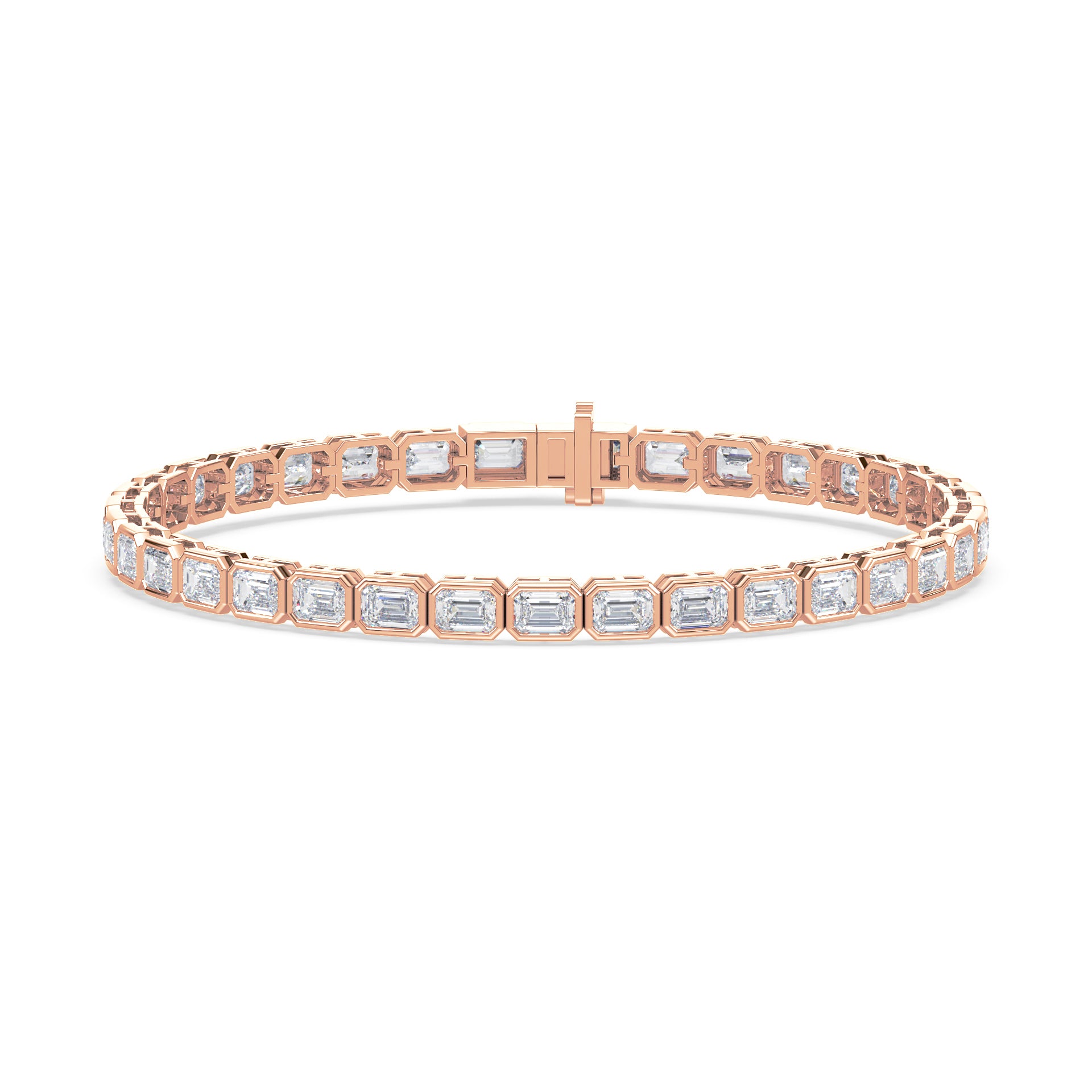 Cora East West Emerald Bezel Lab Grown Diamond Tennis Bracelet