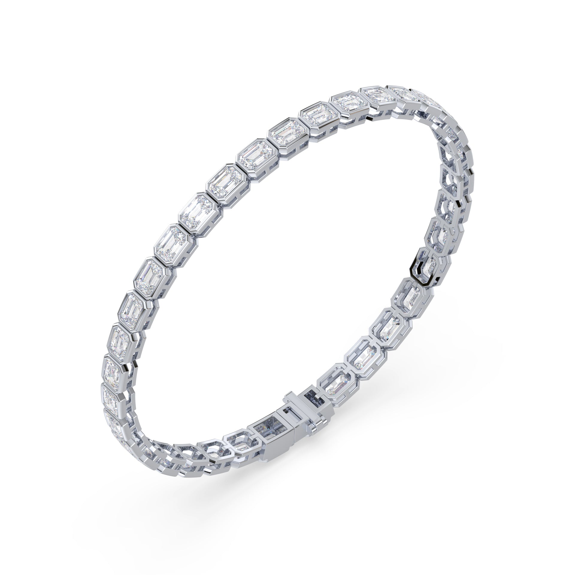 Cora East West Emerald Bezel Lab Grown Diamond Tennis Bracelet