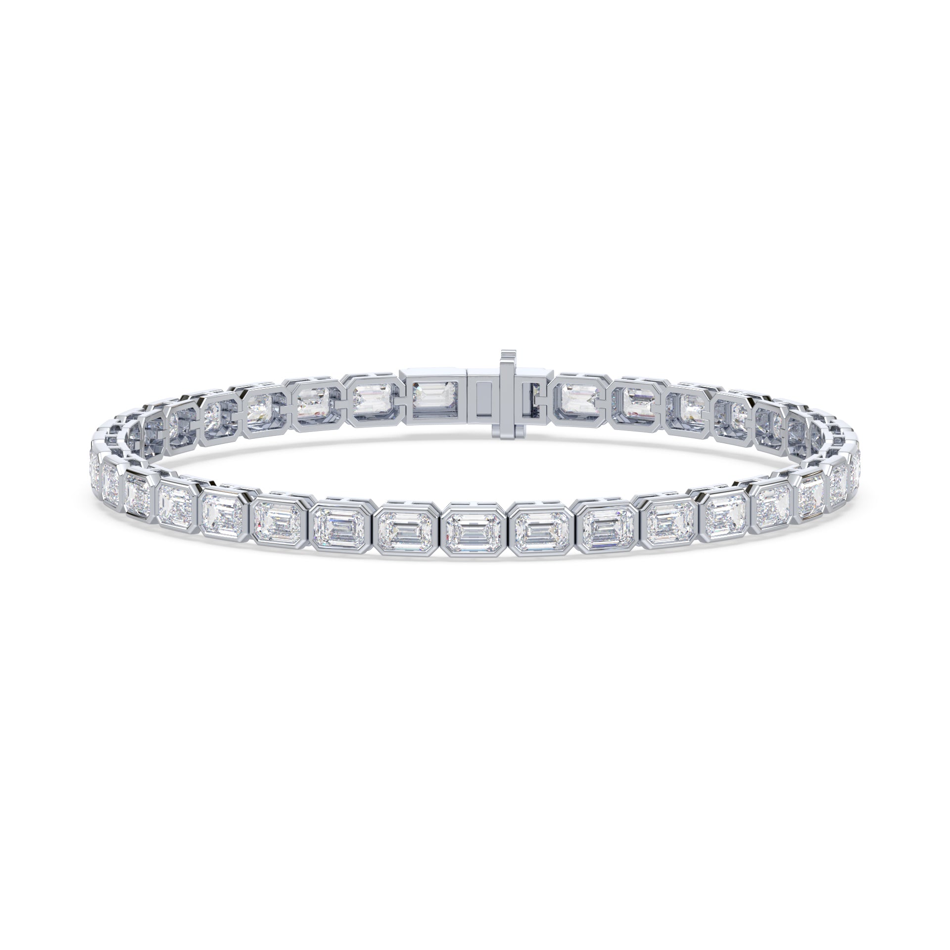 Cora East West Emerald Bezel Lab Grown Diamond Tennis Bracelet
