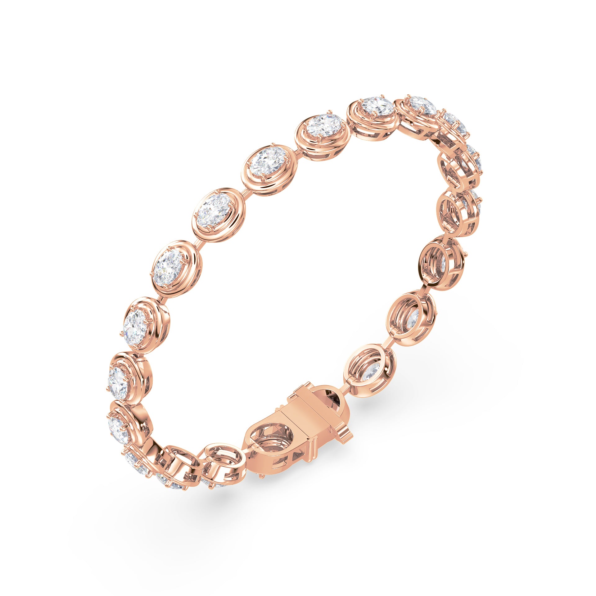 Parker East-West Oval Double Bezel Prong Lab Grown Diamond Tennis Bracelet