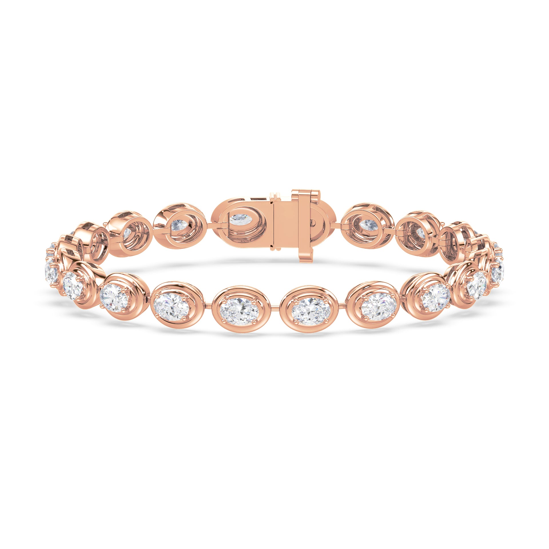Parker East-West Oval Double Bezel Prong Lab Grown Diamond Tennis Bracelet