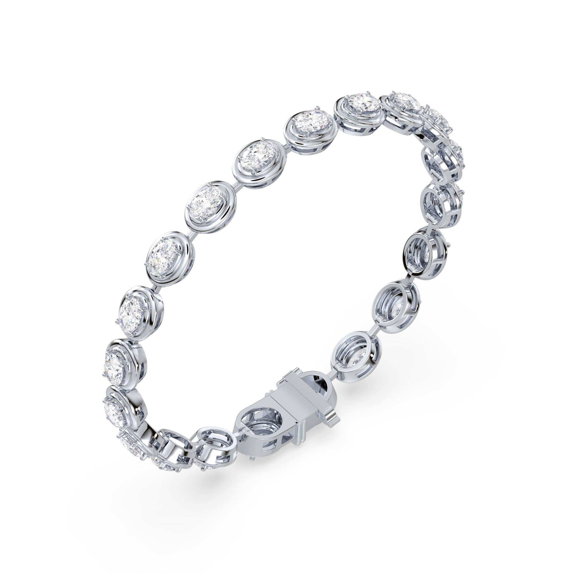 Parker East-West Oval Double Bezel Prong Lab Grown Diamond Tennis Bracelet
