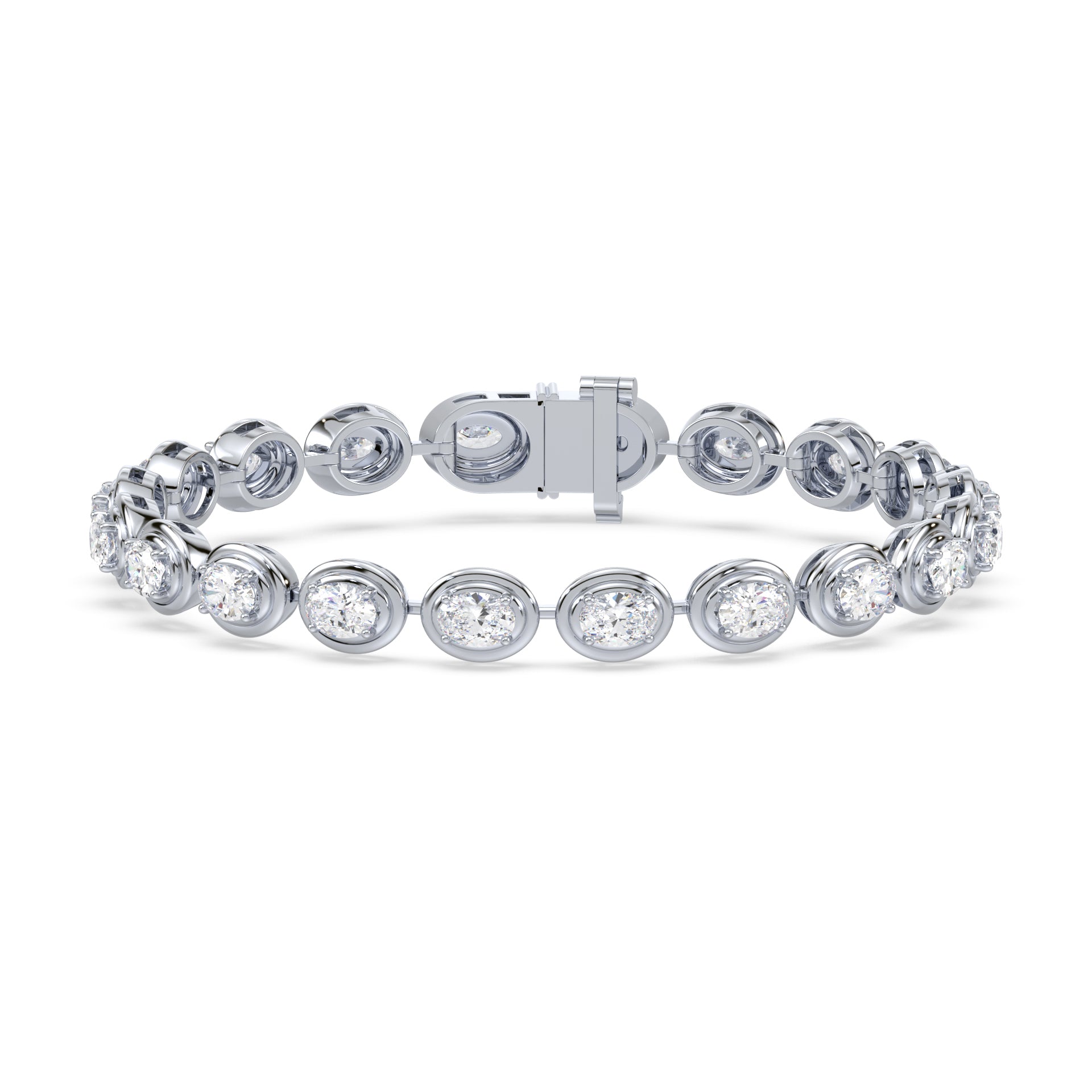 Parker East-West Oval Double Bezel Prong Lab Grown Diamond Tennis Bracelet