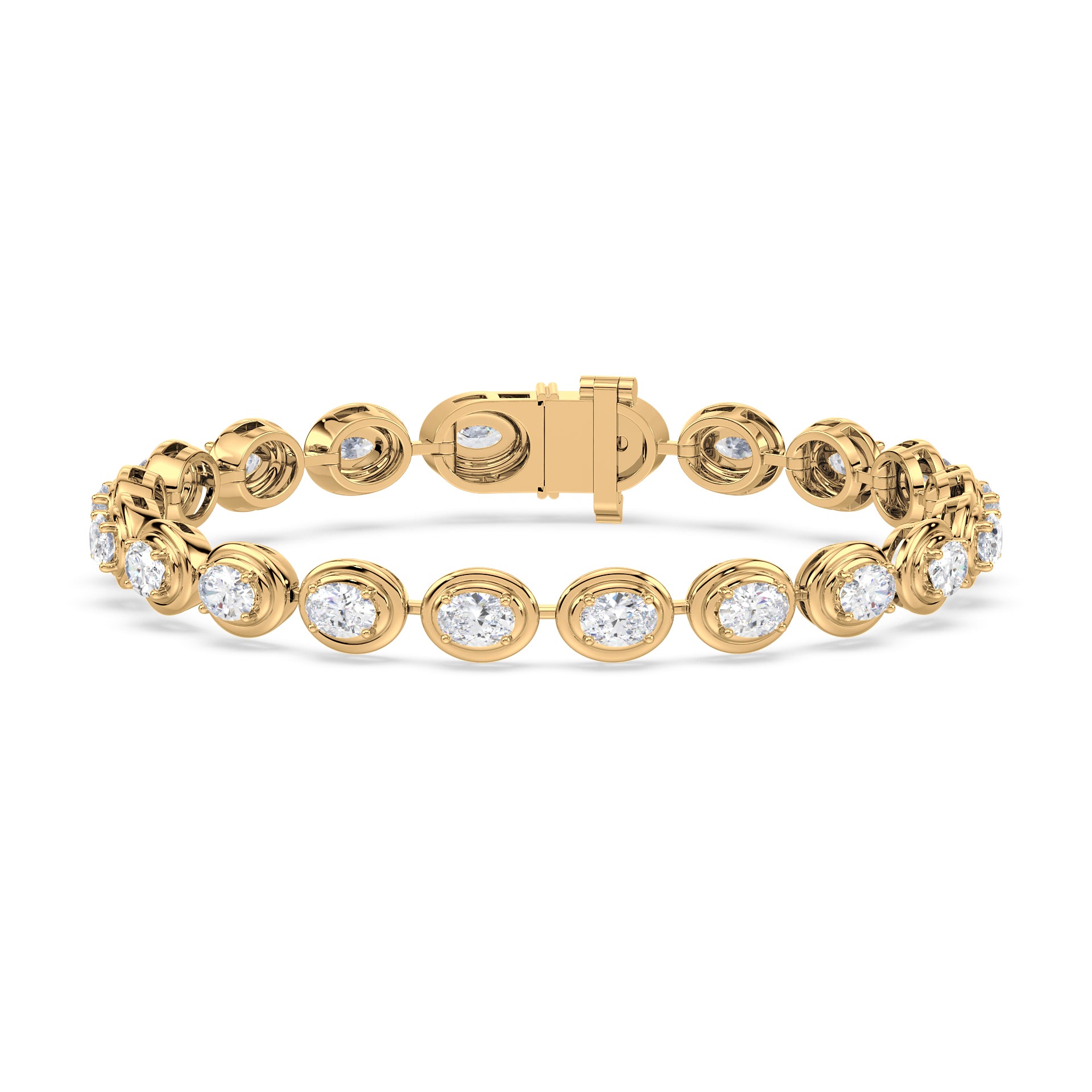 Parker East-West Oval Double Bezel Prong Lab Grown Diamond Tennis Bracelet