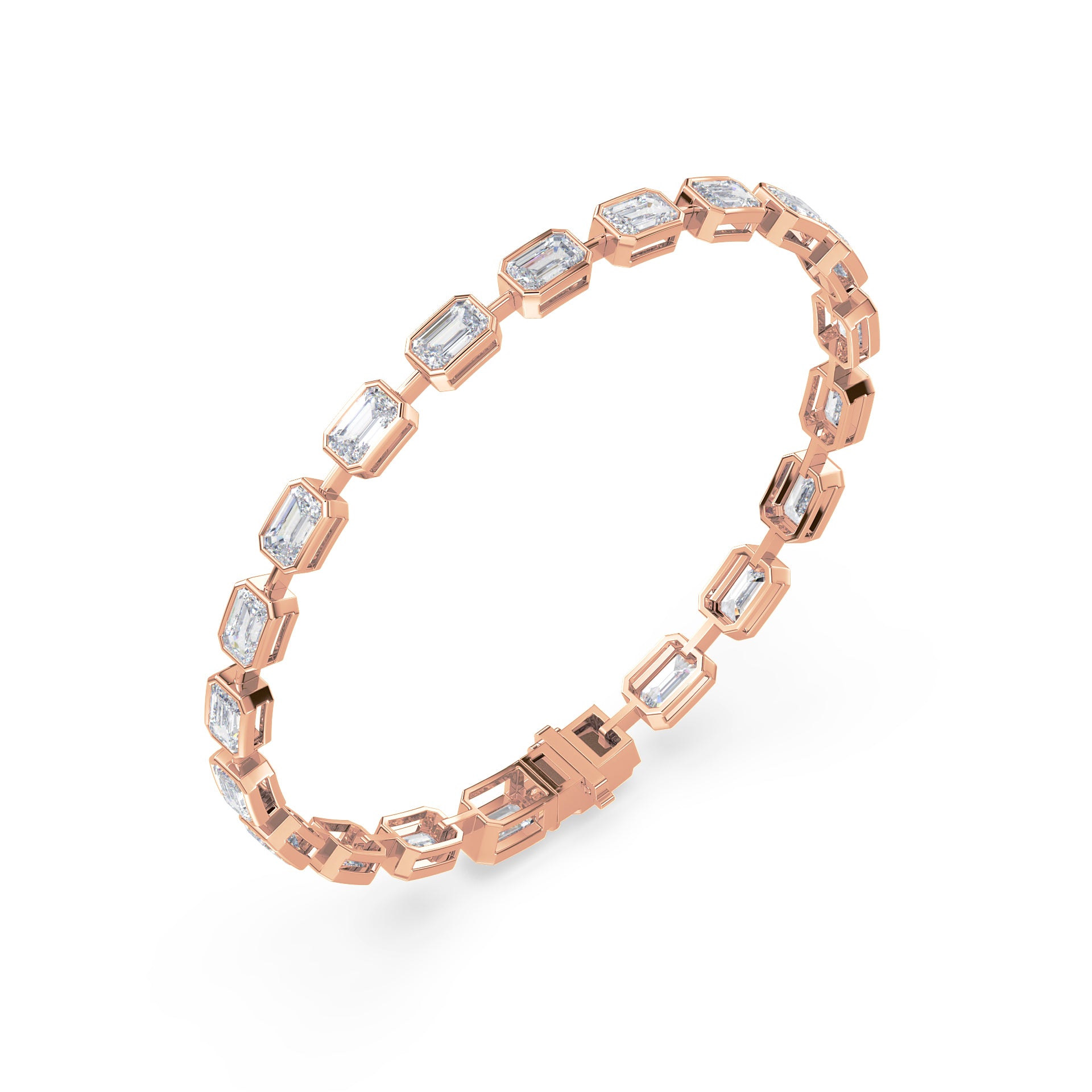 Collins East West Distance Emerald Bezel Lab Grown Diamond Tennis Bracelet