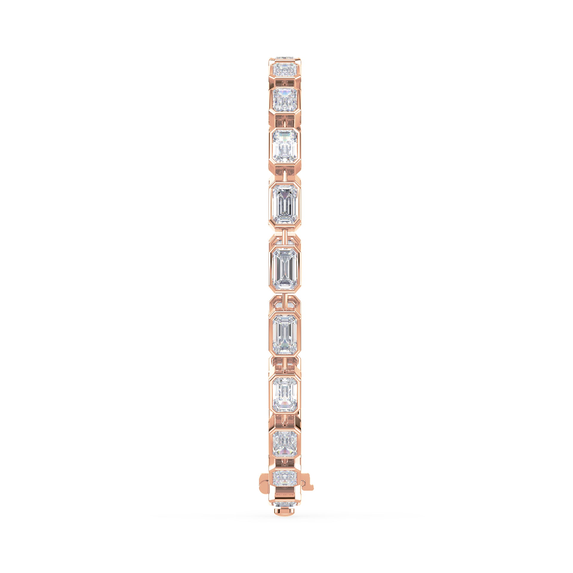 Collins East West Distance Emerald Bezel Lab Grown Diamond Tennis Bracelet
