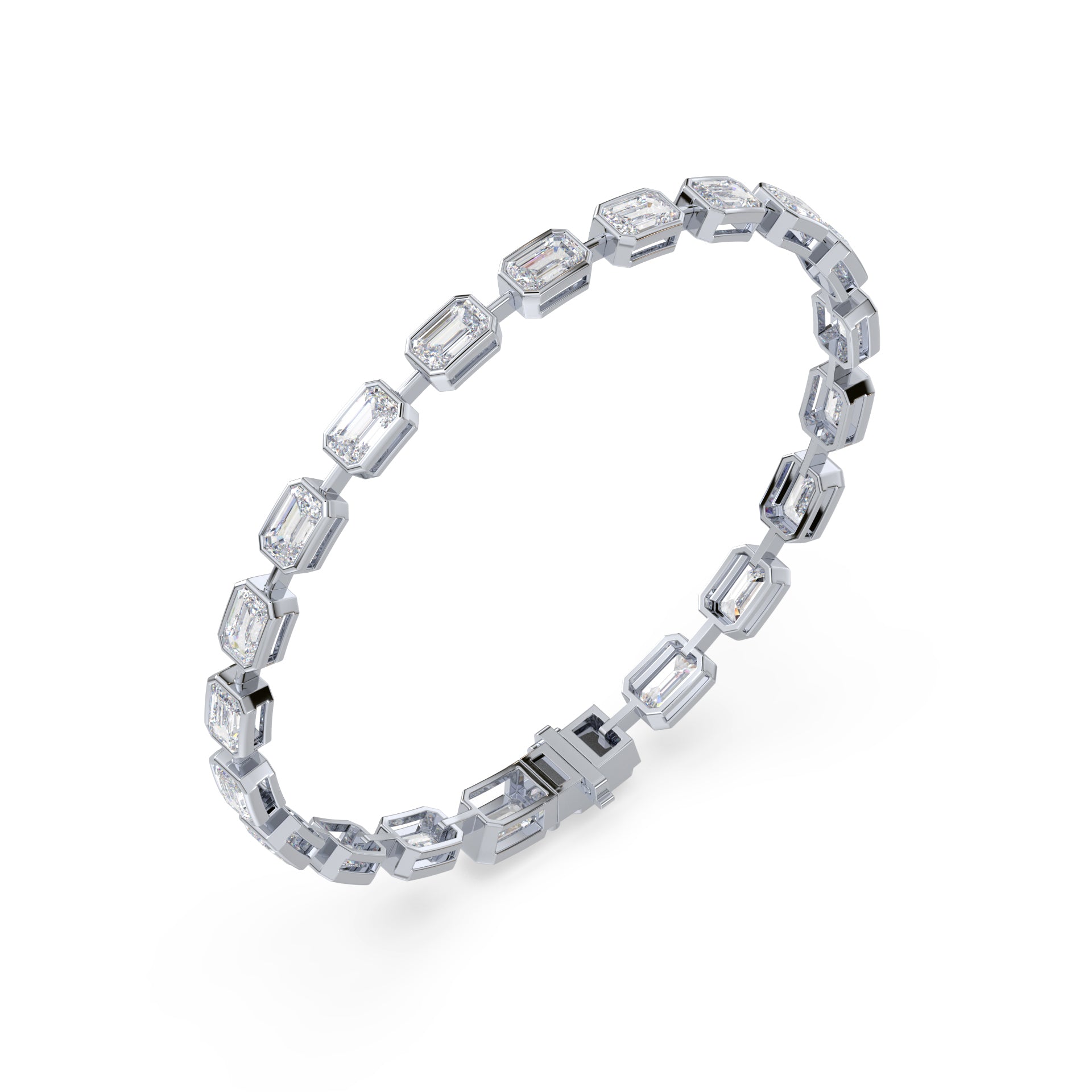 Collins East West Distance Emerald Bezel Lab Grown Diamond Tennis Bracelet