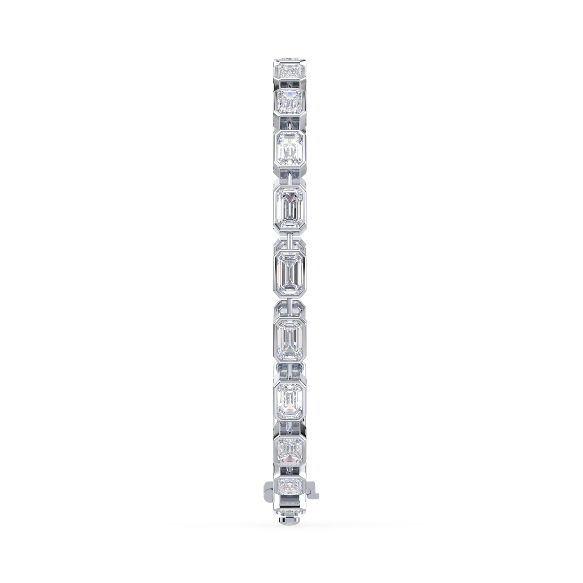 Collins East West Distance Emerald Bezel Lab Grown Diamond Tennis Bracelet