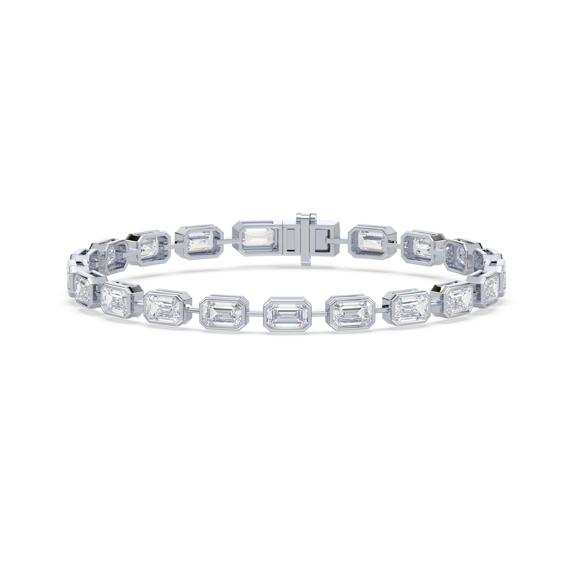 Collins East West Distance Emerald Bezel Lab Grown Diamond Tennis Bracelet