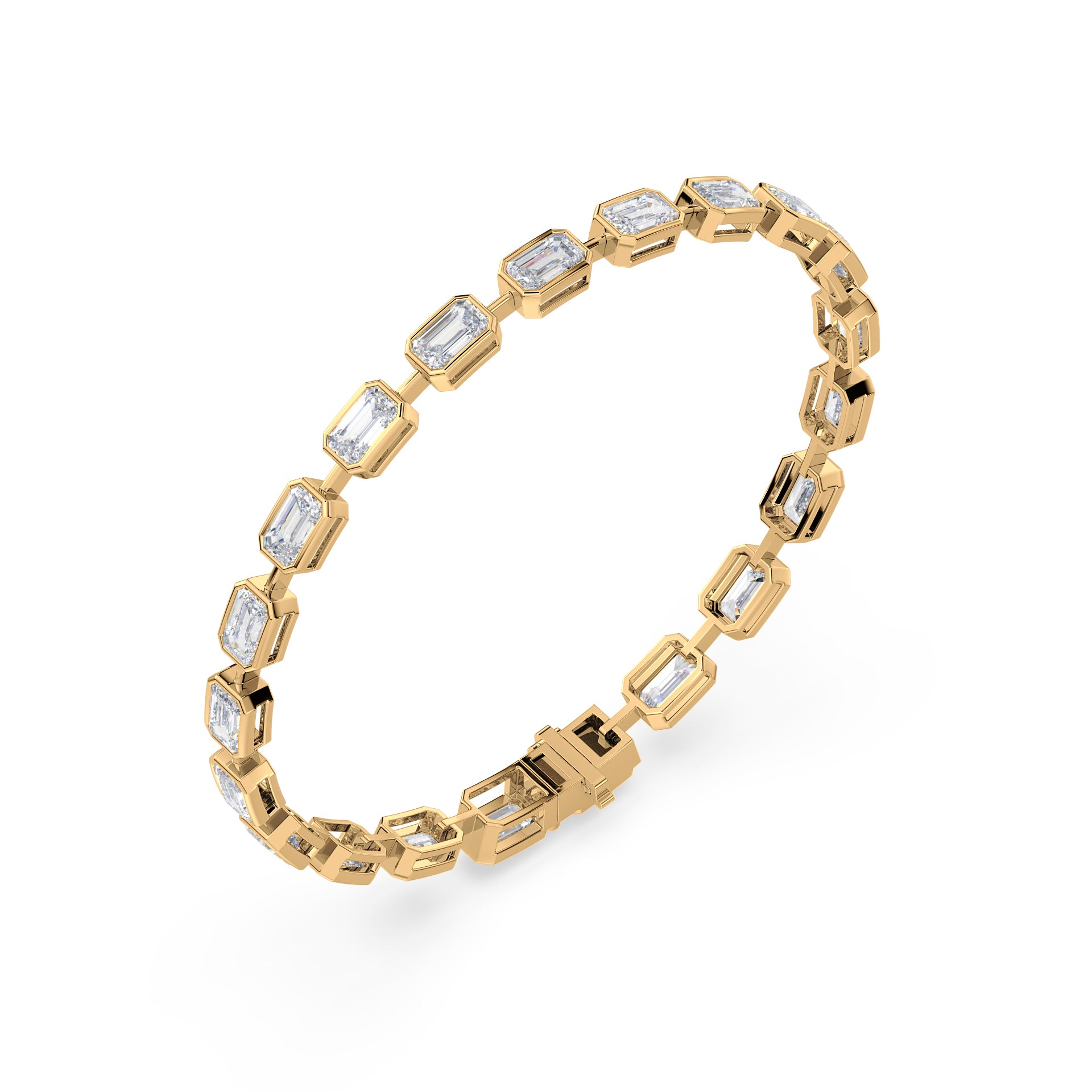 Collins East West Distance Emerald Bezel Lab Grown Diamond Tennis Bracelet
