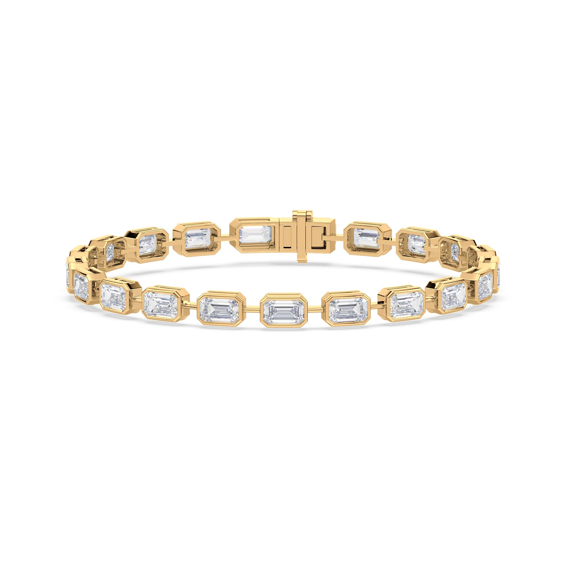 Collins East West Distance Emerald Bezel Lab Grown Diamond Tennis Bracelet