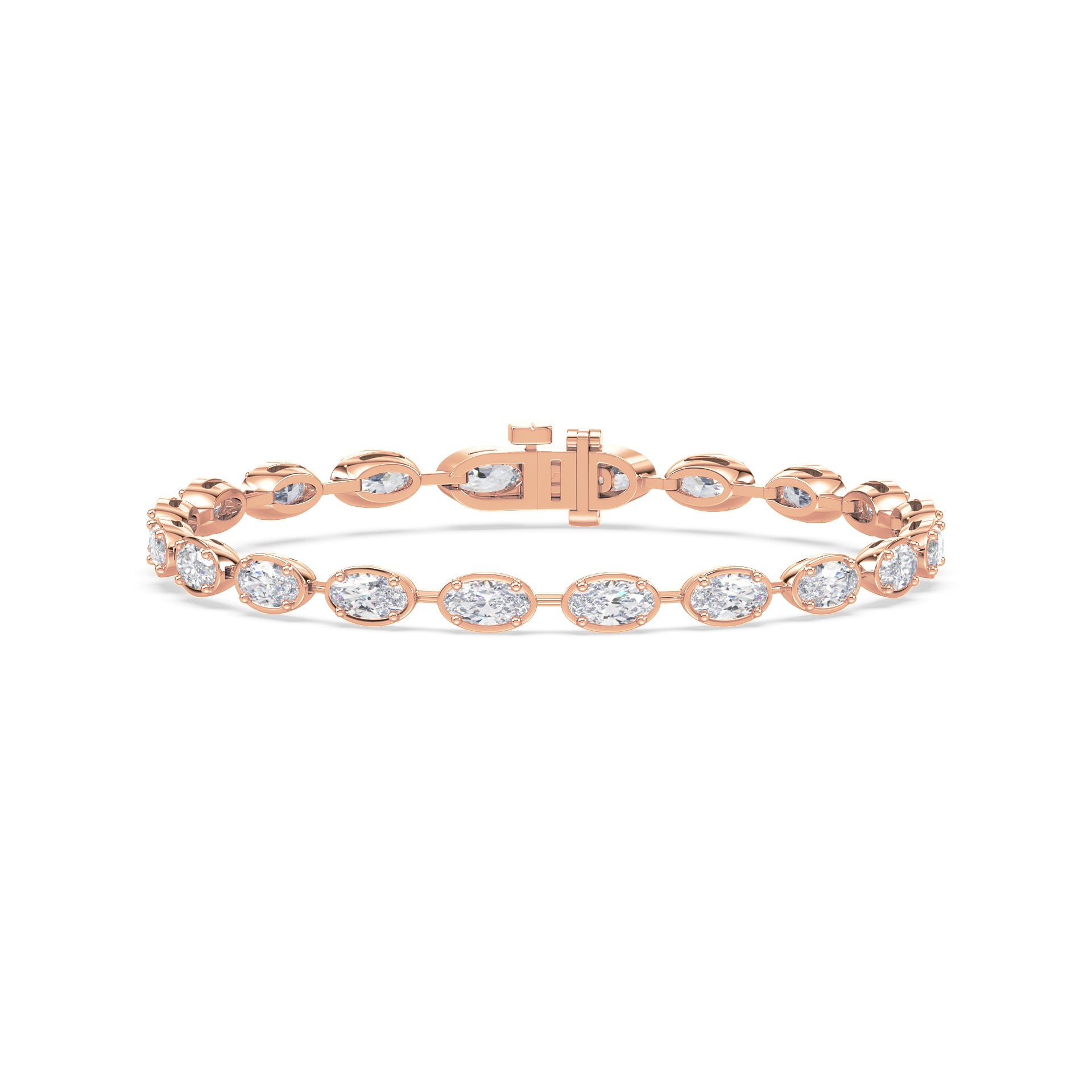 Maude East-West Moval Lab Grown Diamond Bezel Tennis Bracelet