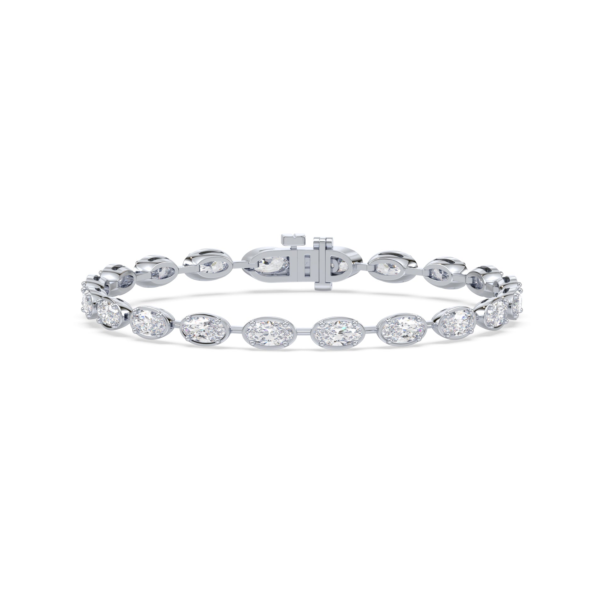 Maude East-West Moval Lab Grown Diamond Bezel Tennis Bracelet