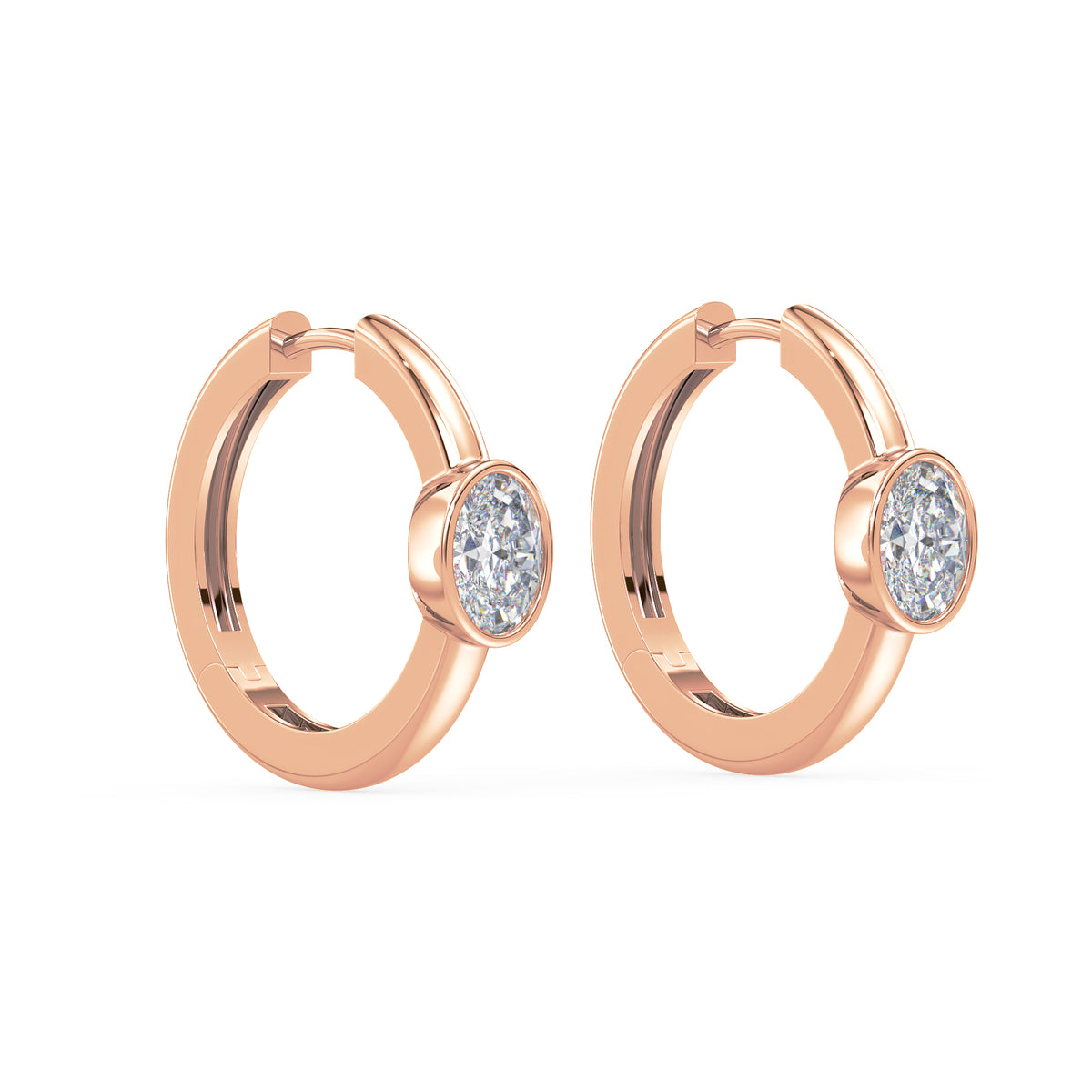 Emerson Oval Lab Grown Diamond Bezel Hoop Earrings