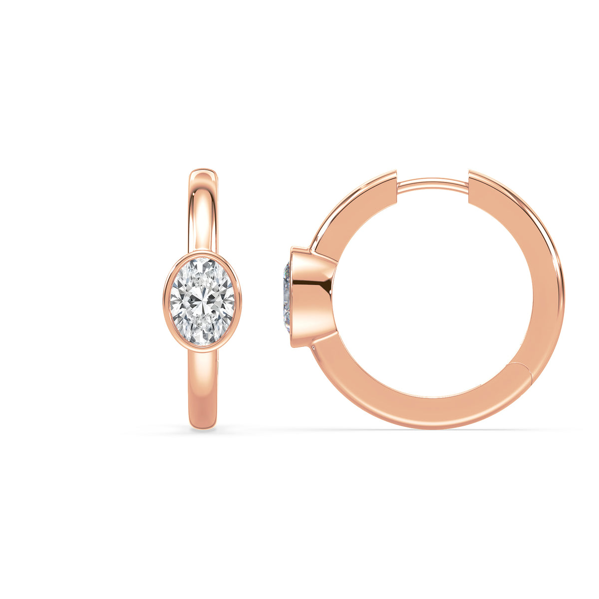 Emerson Oval Lab Grown Diamond Bezel Hoop Earrings