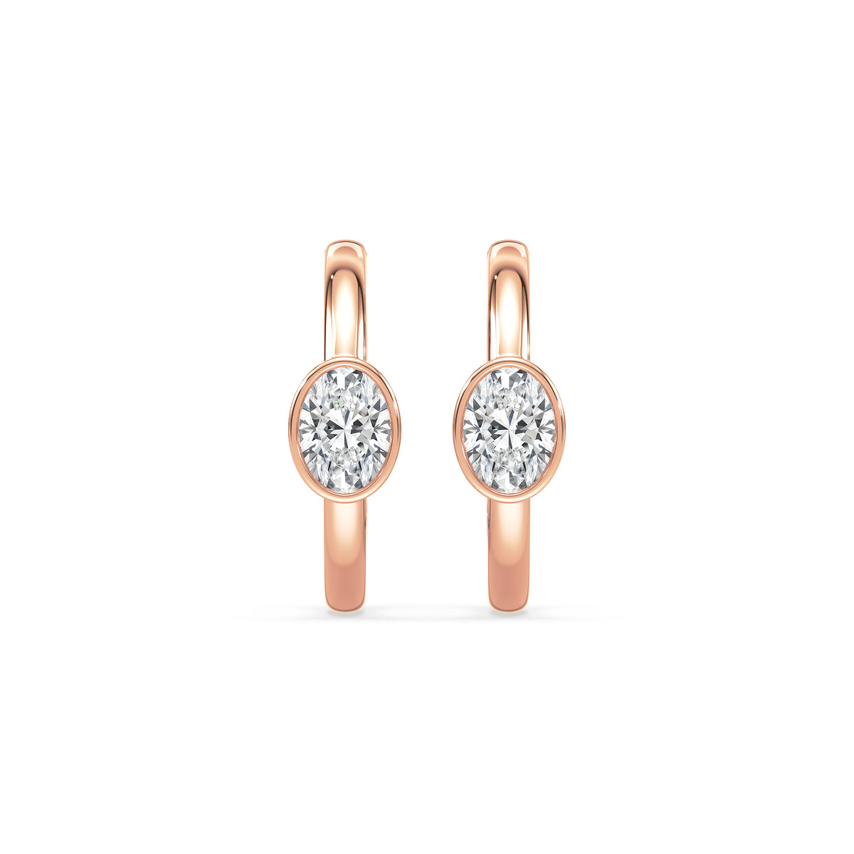 Emerson Oval Lab Grown Diamond Bezel Hoop Earrings