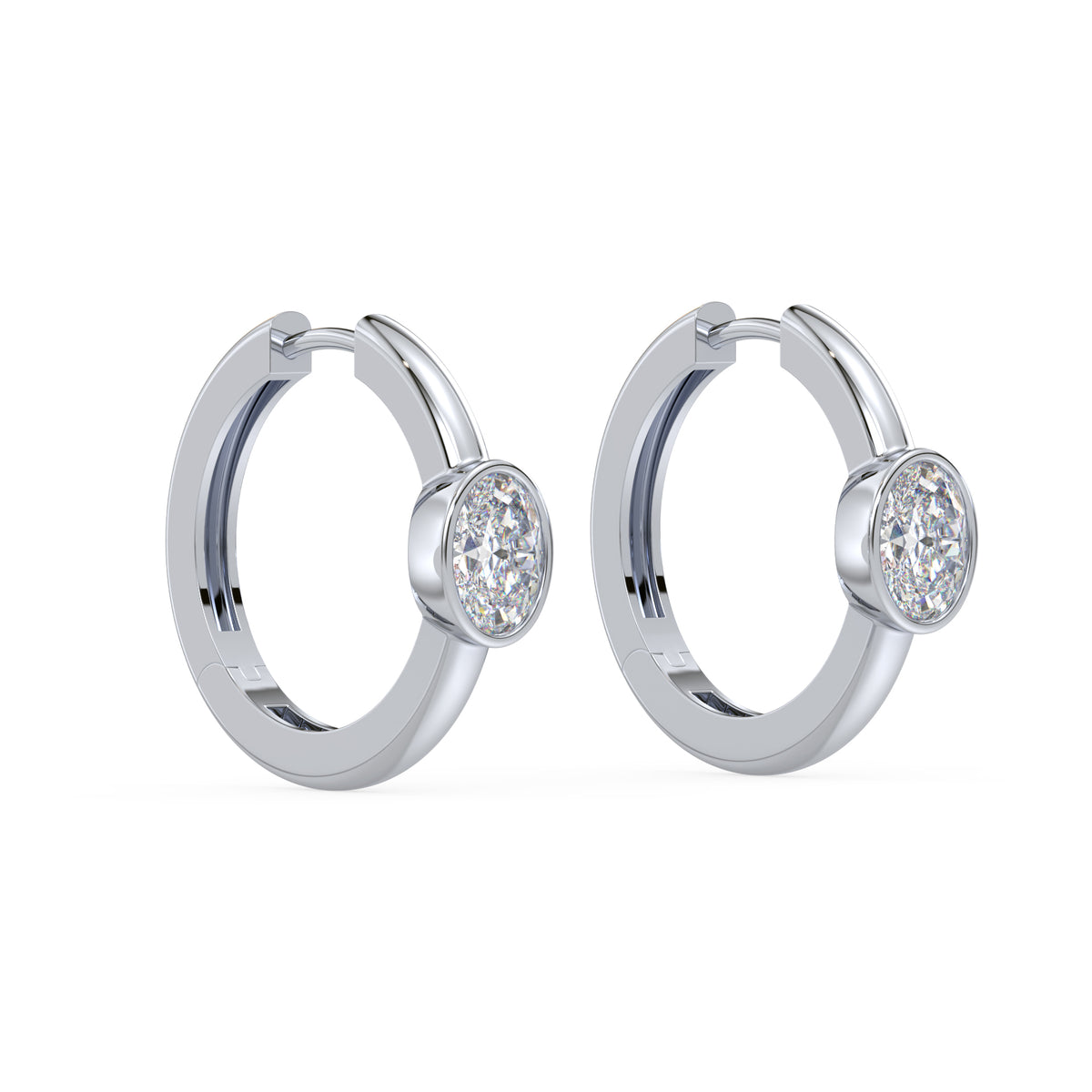 Emerson Oval Lab Grown Diamond Bezel Hoop Earrings