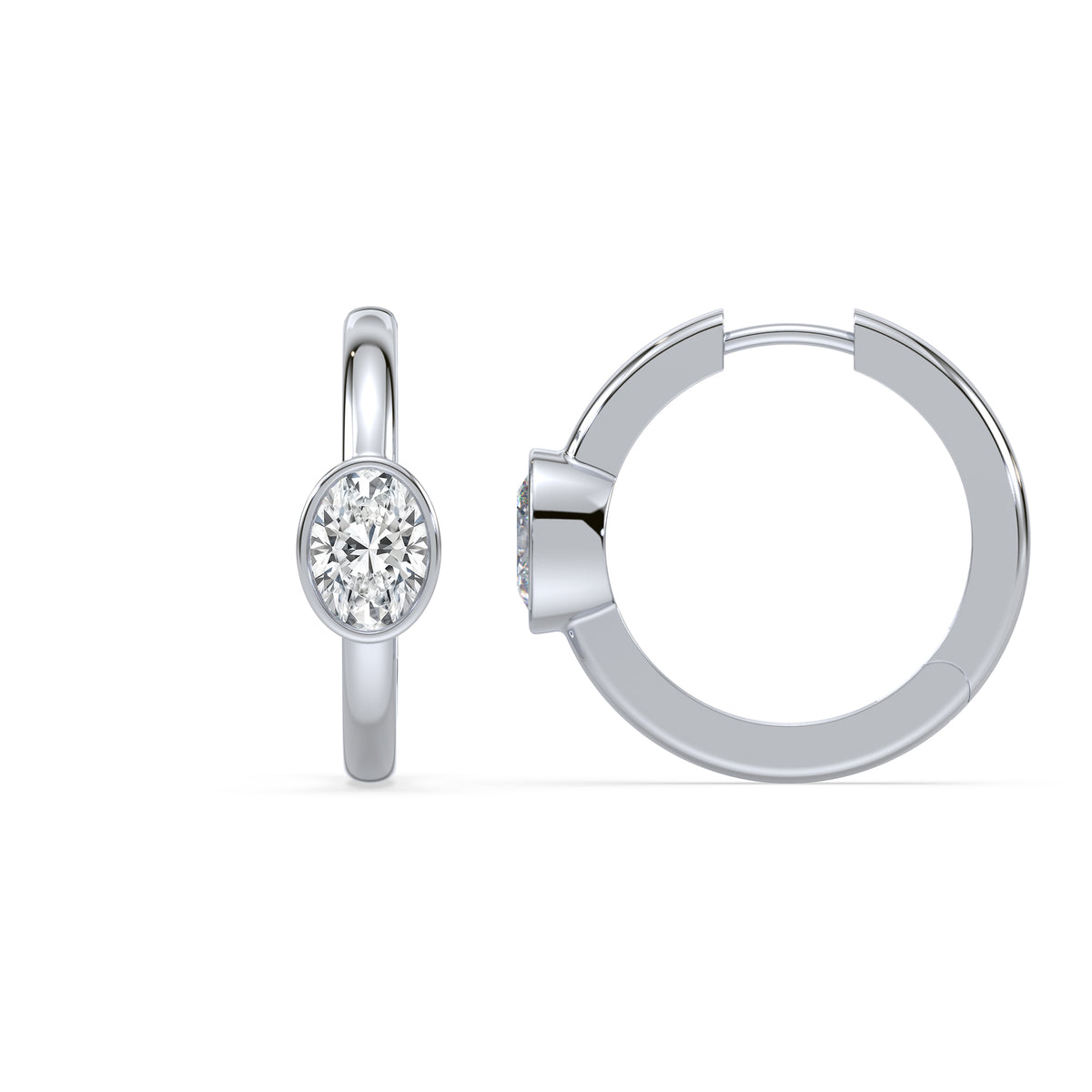 Emerson Oval Lab Grown Diamond Bezel Hoop Earrings