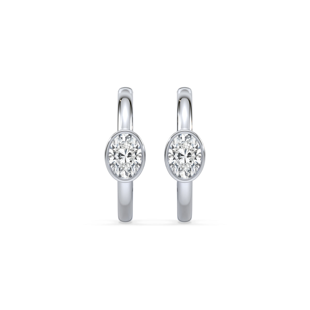 Emerson Oval Lab Grown Diamond Bezel Hoop Earrings