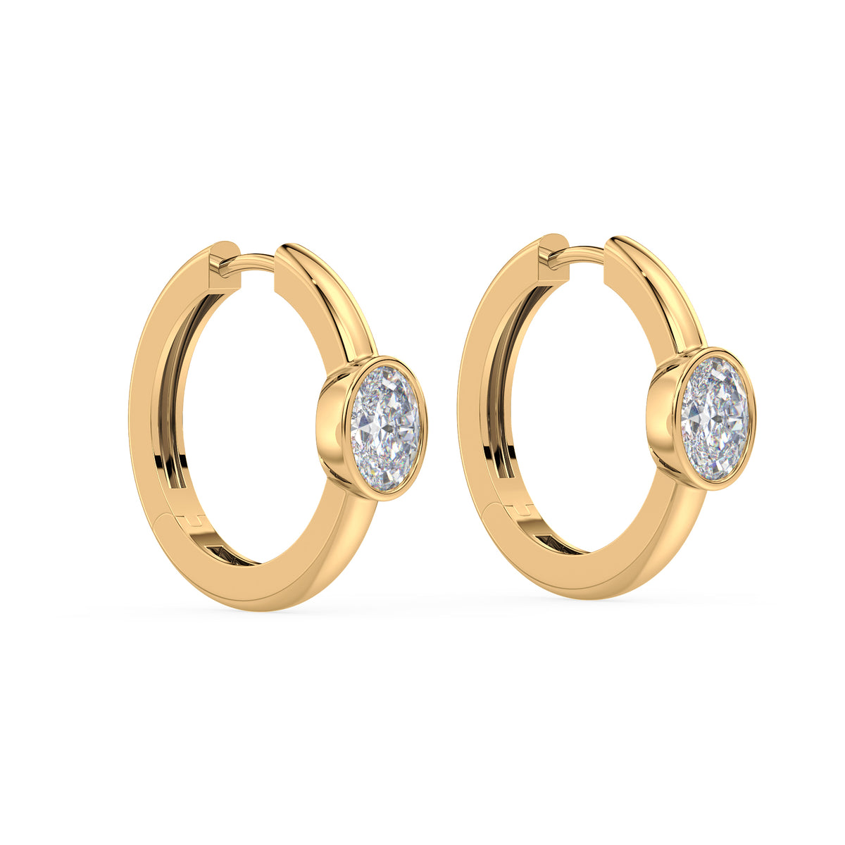 Emerson Oval Lab Grown Diamond Bezel Hoop Earrings