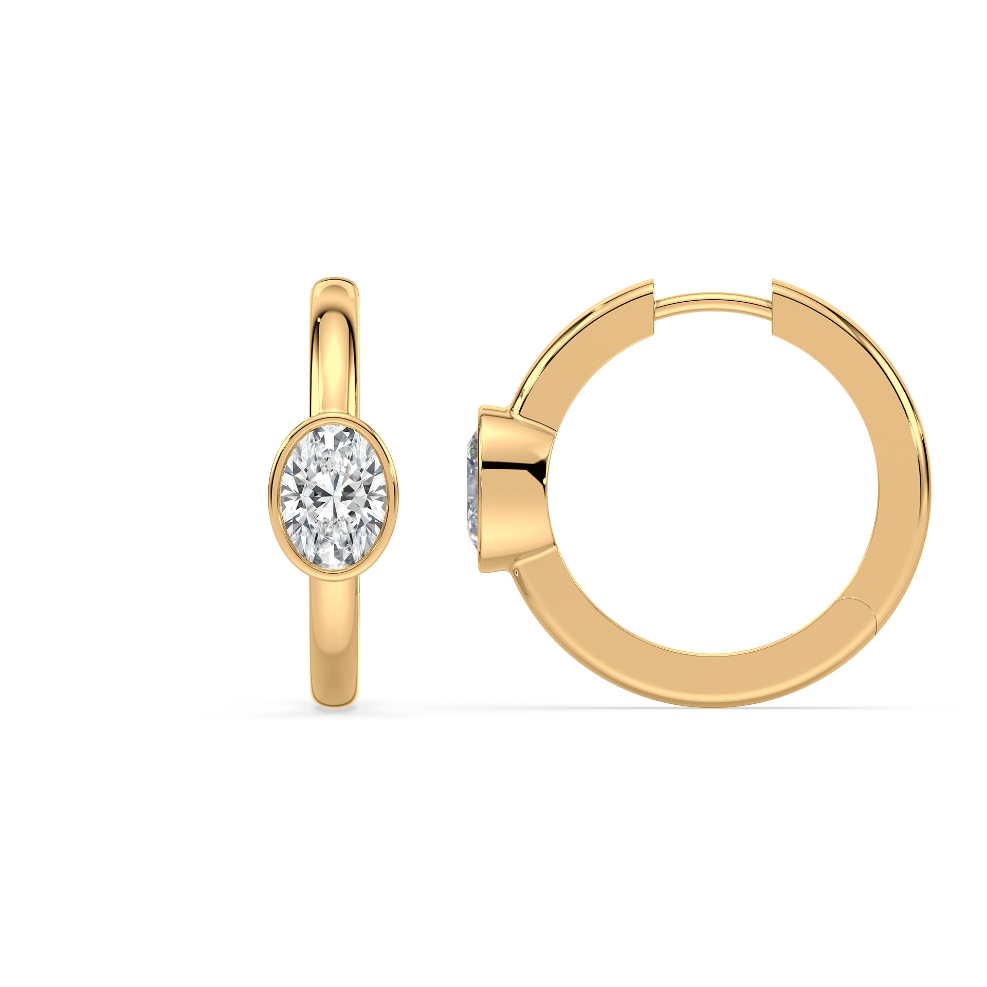 Emerson Oval Lab Grown Diamond Bezel Hoop Earrings