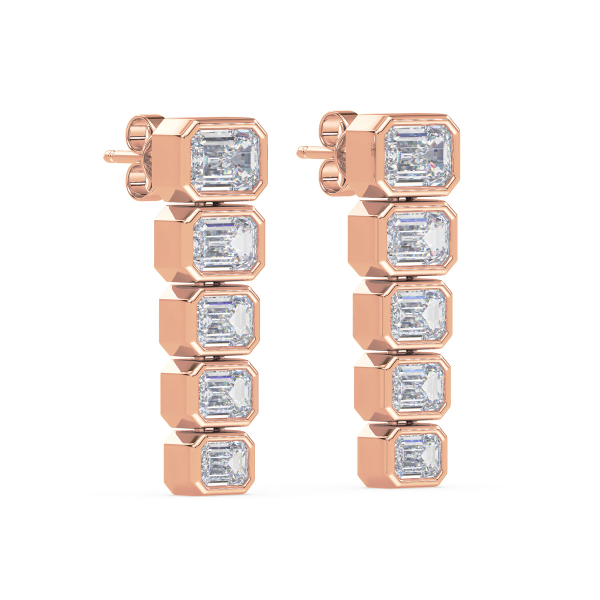 Elodie Emerald Lab Grown Diamond Bezel Drop Earrings
