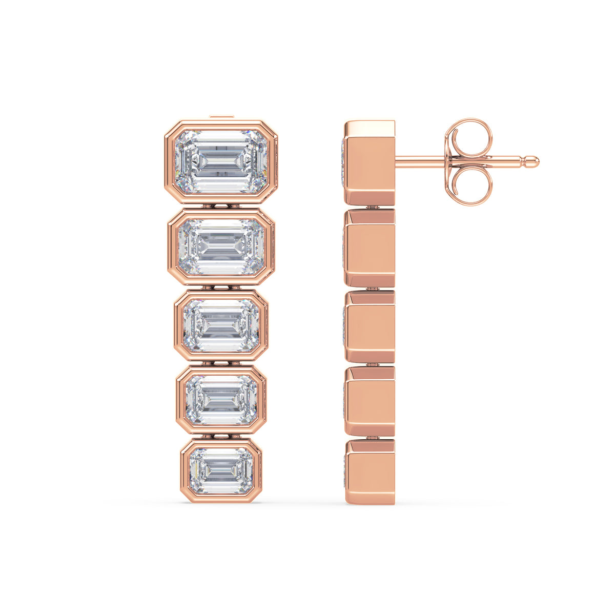 Elodie Emerald Lab Grown Diamond Bezel Drop Earrings