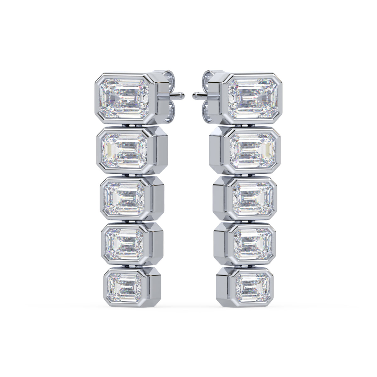 Elodie Emerald Lab Grown Diamond Bezel Drop Earrings