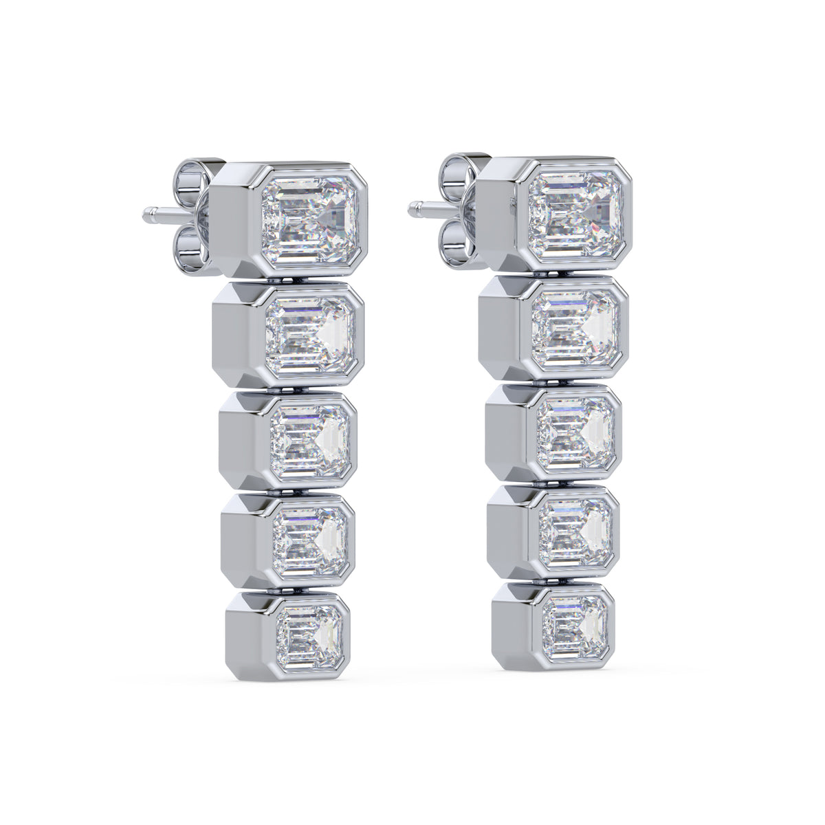 Elodie Emerald Lab Grown Diamond Bezel Drop Earrings