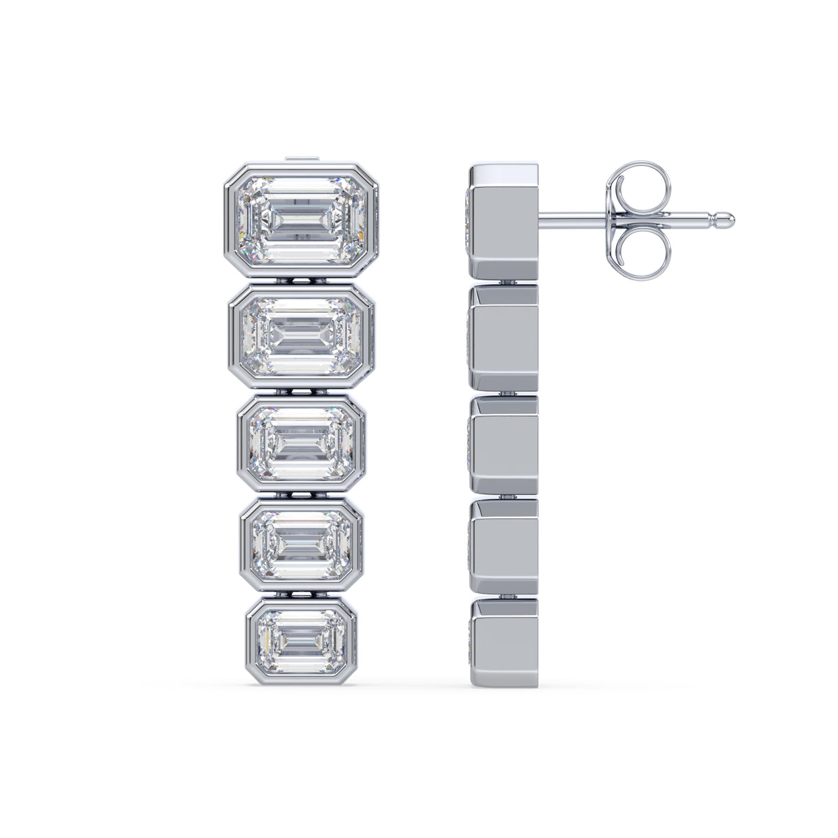 Elodie Emerald Lab Grown Diamond Bezel Drop Earrings