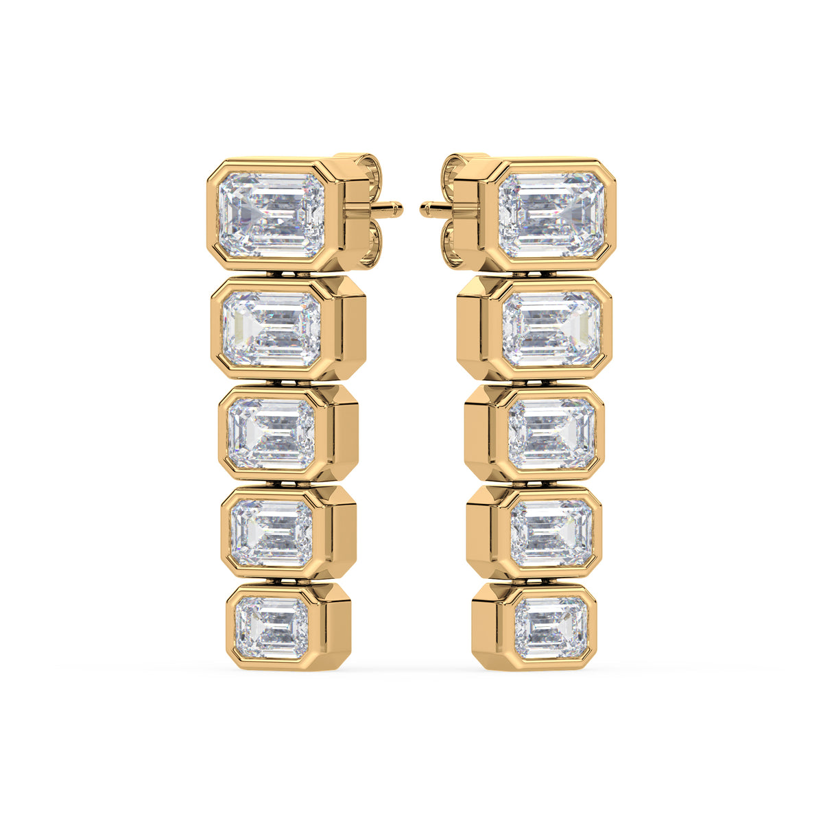Elodie Emerald Lab Grown Diamond Bezel Drop Earrings