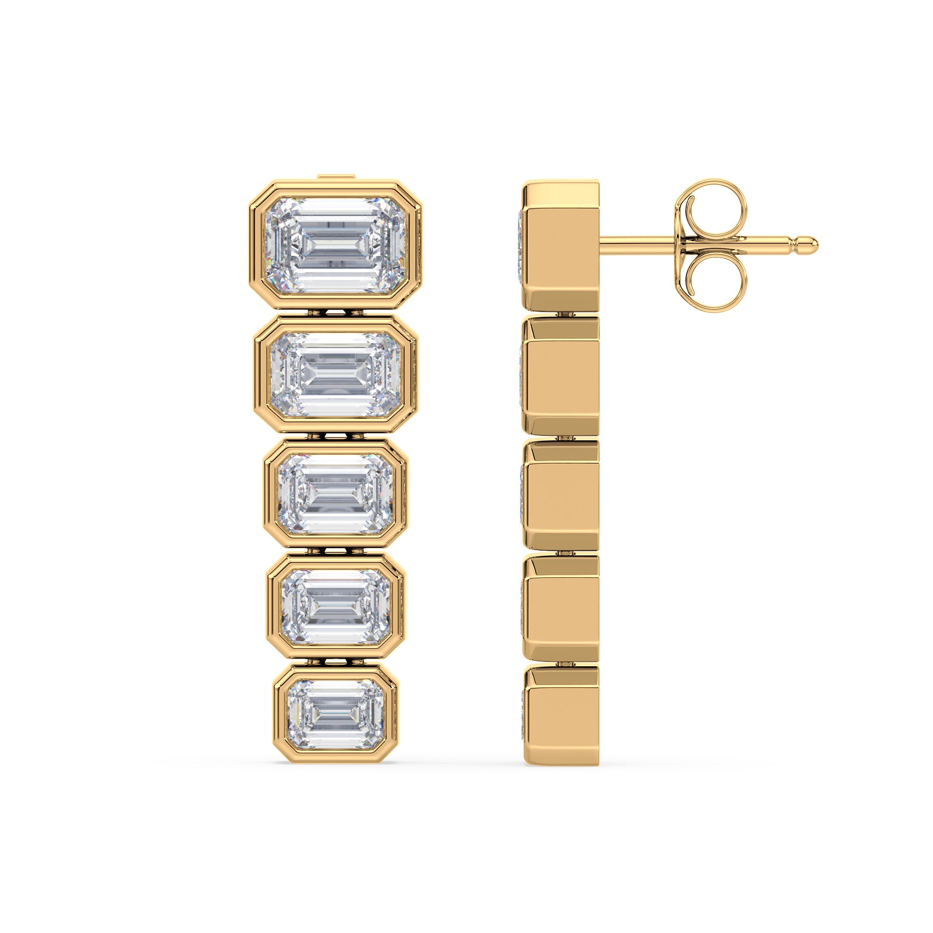 Elodie Emerald Lab Grown Diamond Bezel Drop Earrings