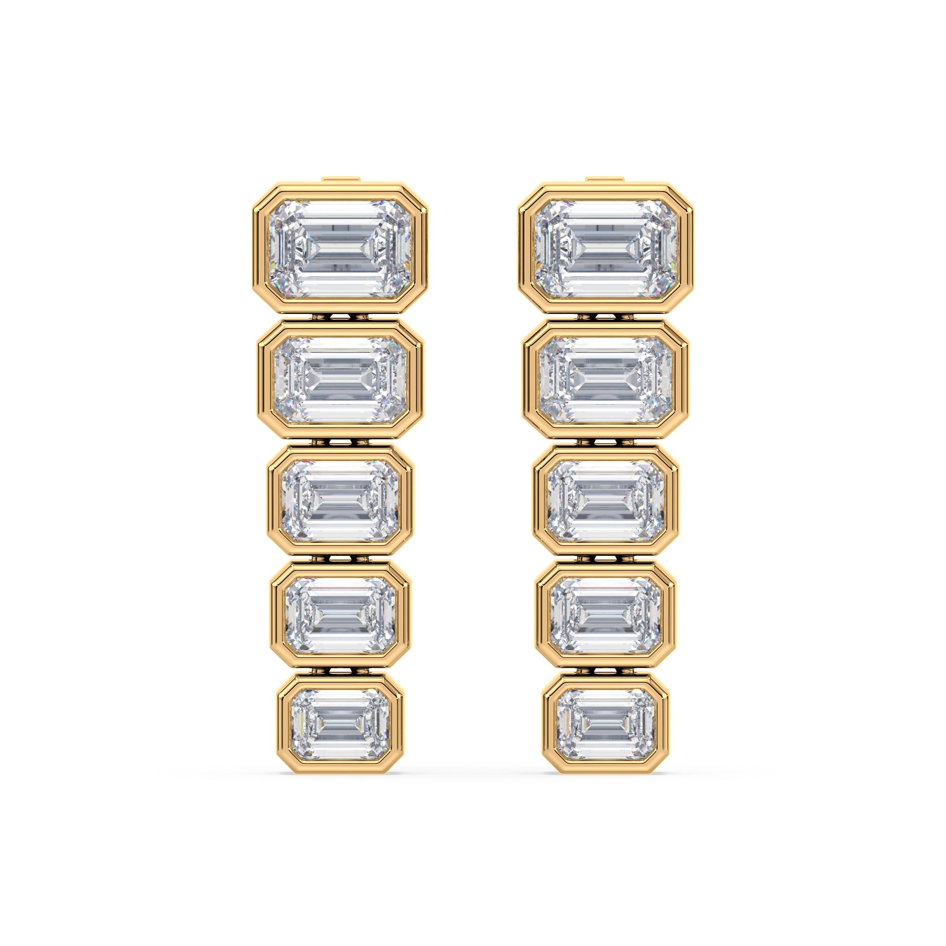 Elodie Emerald Lab Grown Diamond Bezel Drop Earrings