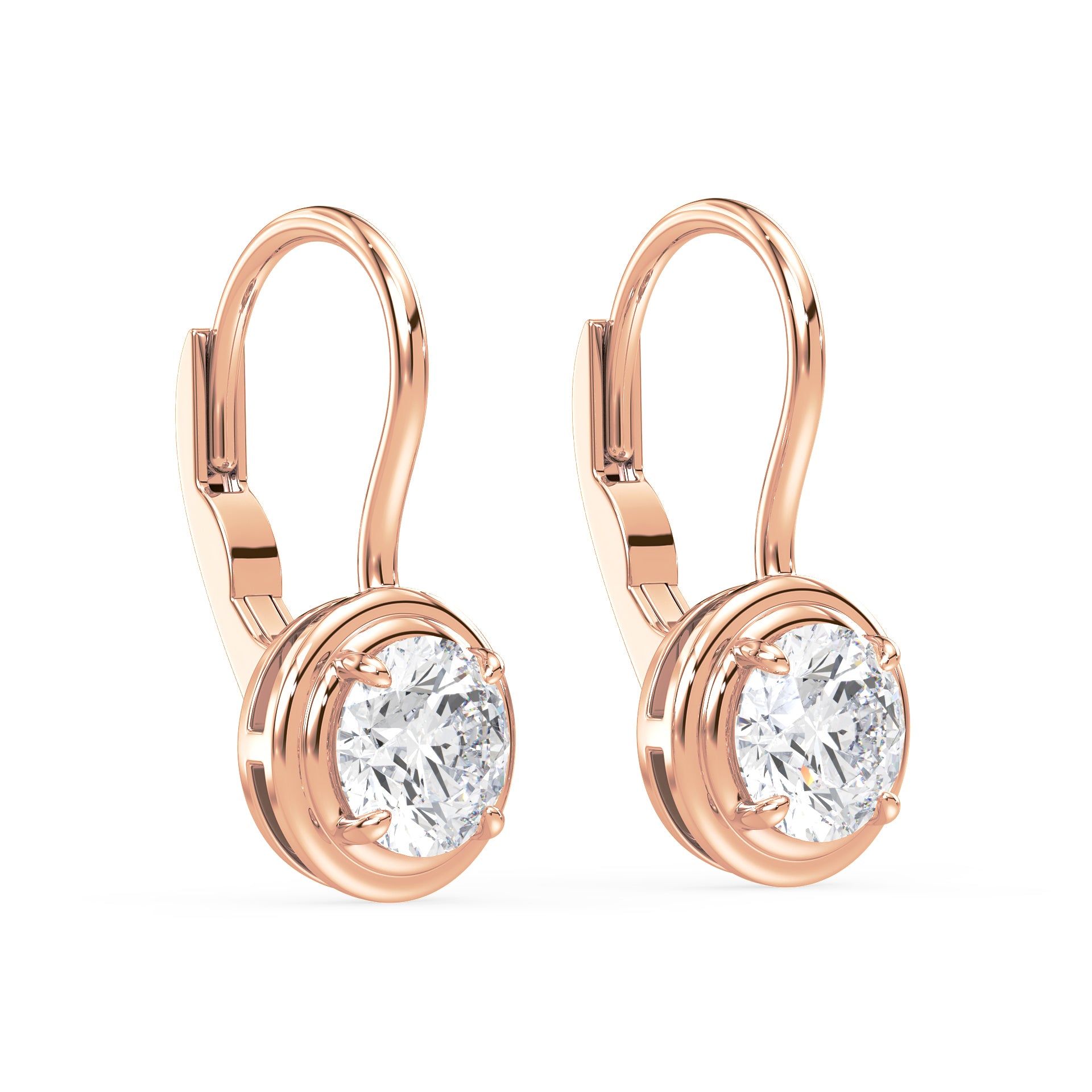 Elizabeth Round Lab Grown Diamond Bezel Prong Drop Earrings