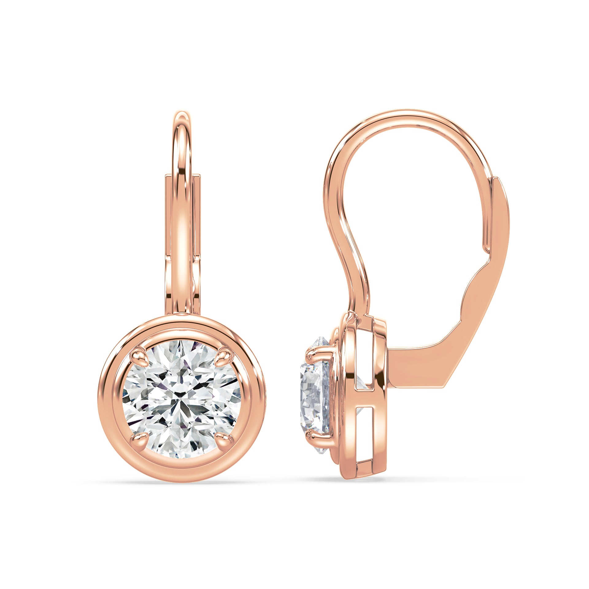 Elizabeth Round Lab Grown Diamond Bezel Prong Drop Earrings