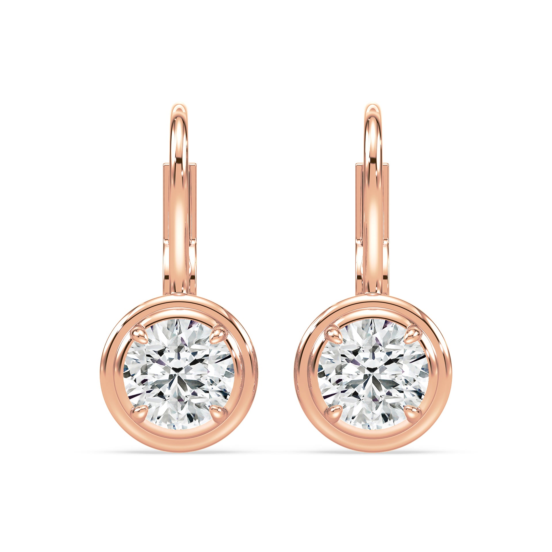 Elizabeth Round Lab Grown Diamond Bezel Prong Drop Earrings
