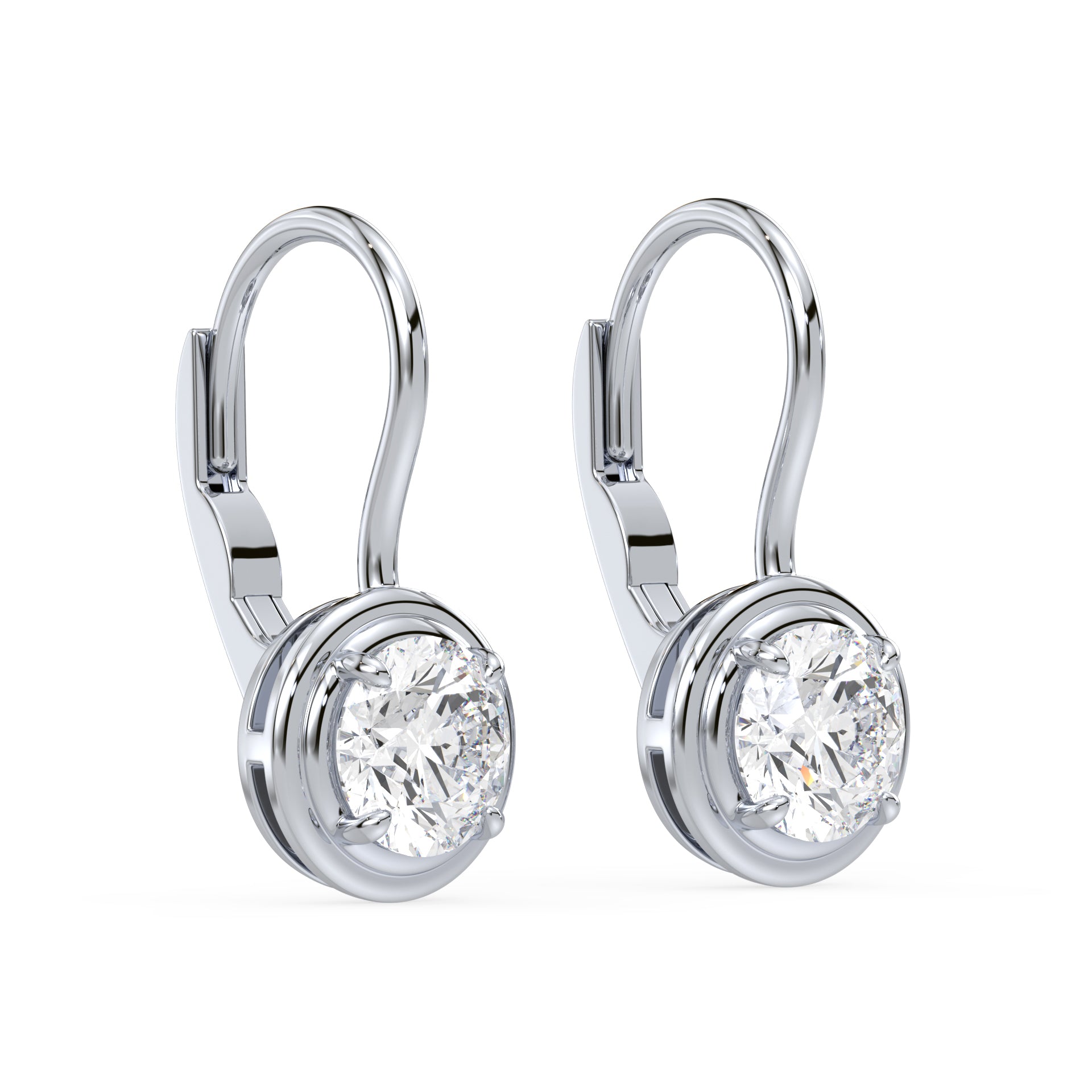 Elizabeth Round Lab Grown Diamond Bezel Prong Drop Earrings