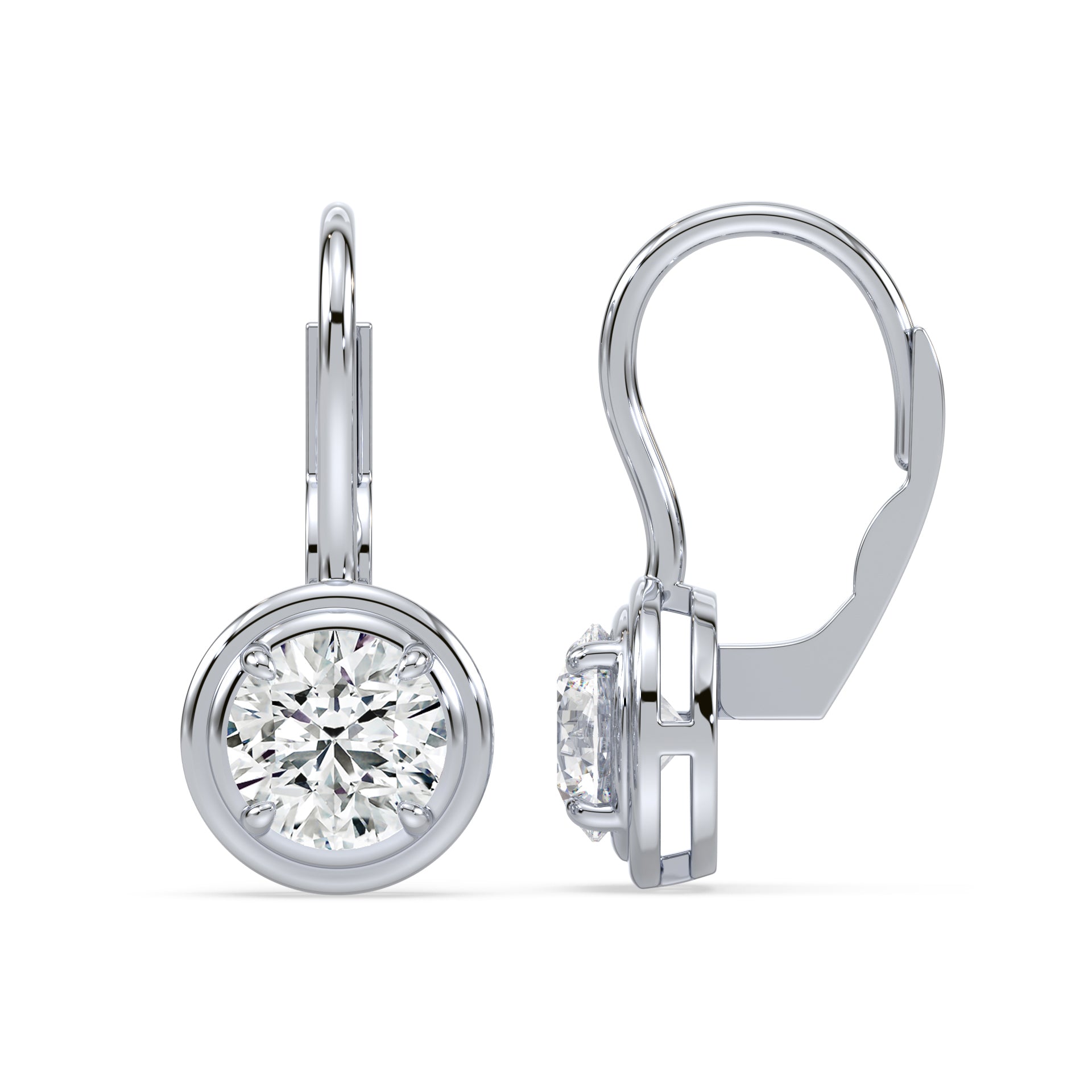 Elizabeth Round Lab Grown Diamond Bezel Prong Drop Earrings