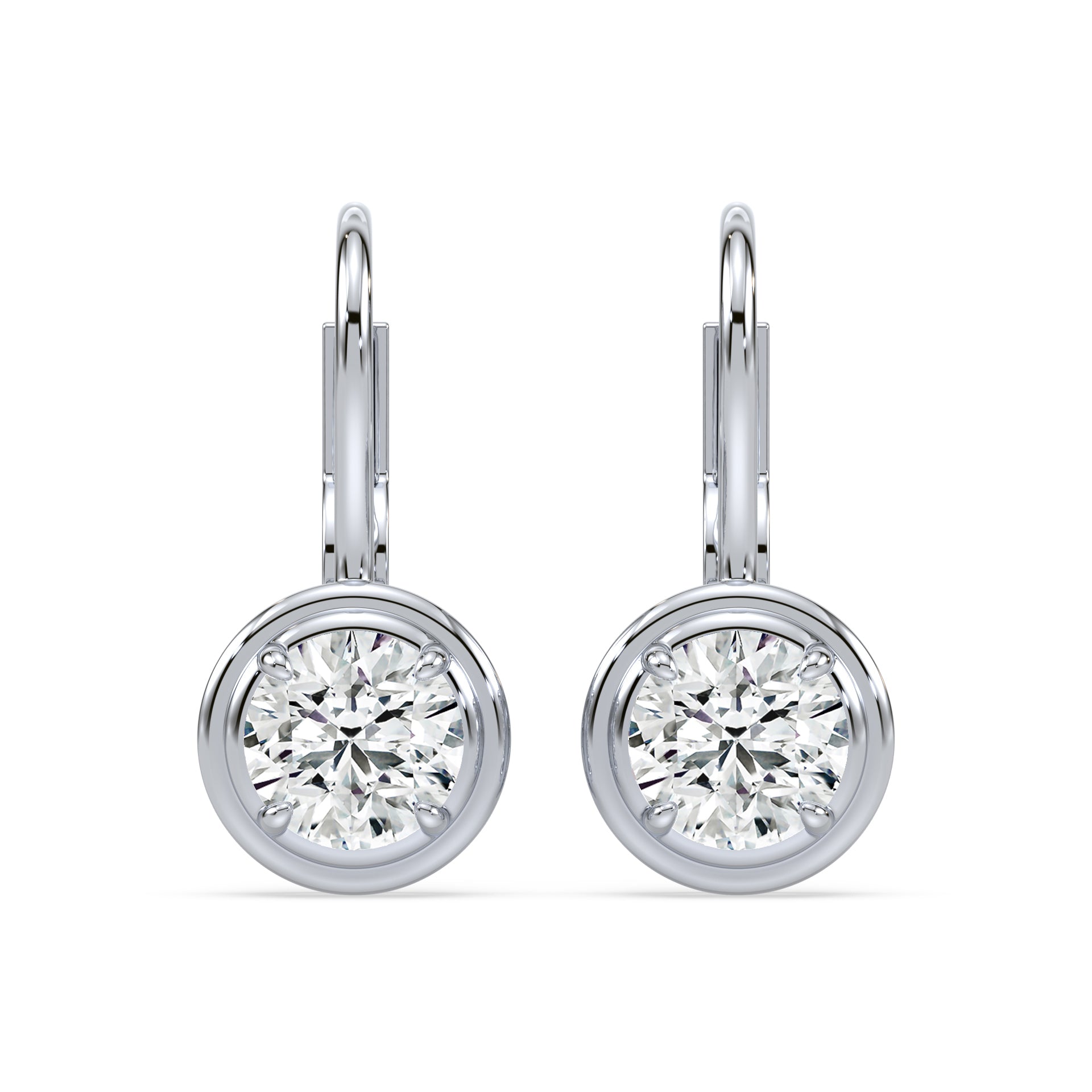 Elizabeth Round Lab Grown Diamond Bezel Prong Drop Earrings
