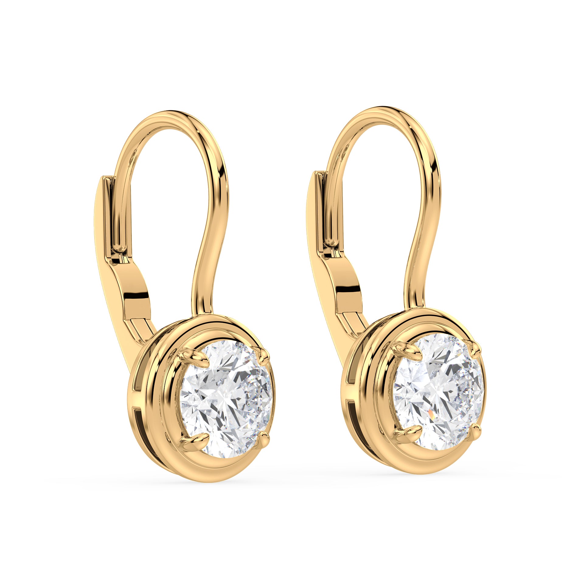 Elizabeth Round Lab Grown Diamond Bezel Prong Drop Earrings