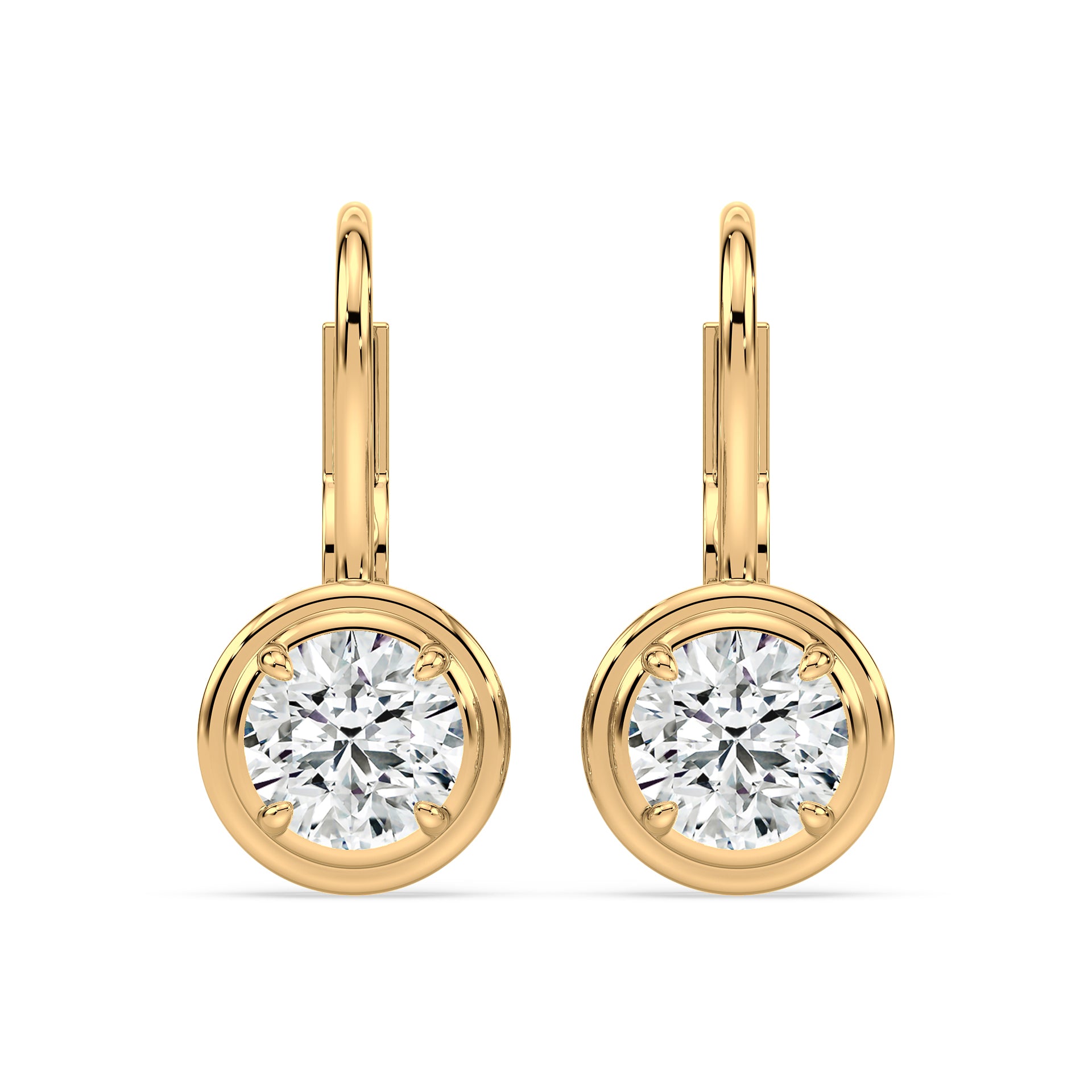Elizabeth Round Lab Grown Diamond Bezel Prong Drop Earrings