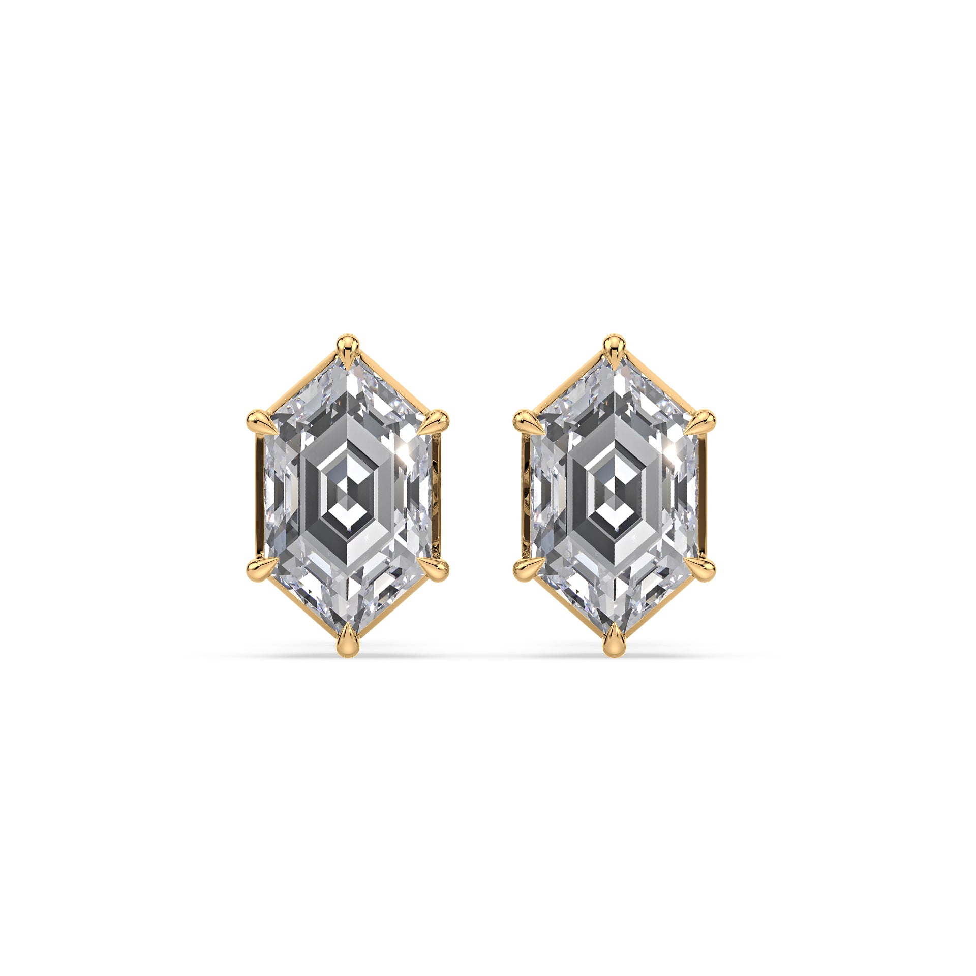 Frances Hexagon Lab Grown Diamond Bezel Prong Stud Earrings