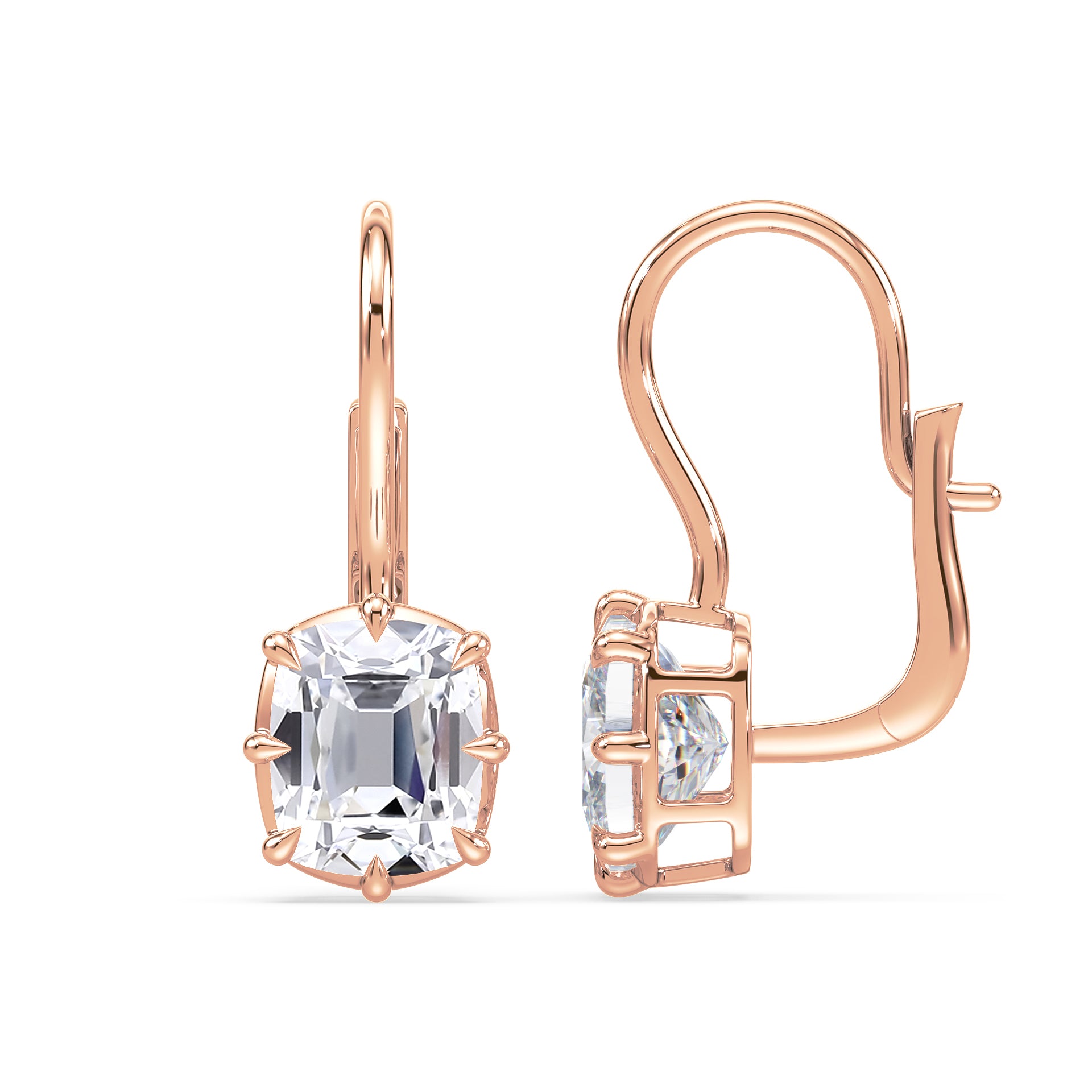 Aspen Old Mine Lab Grown Diamond Bezel Prong Drop Earrings