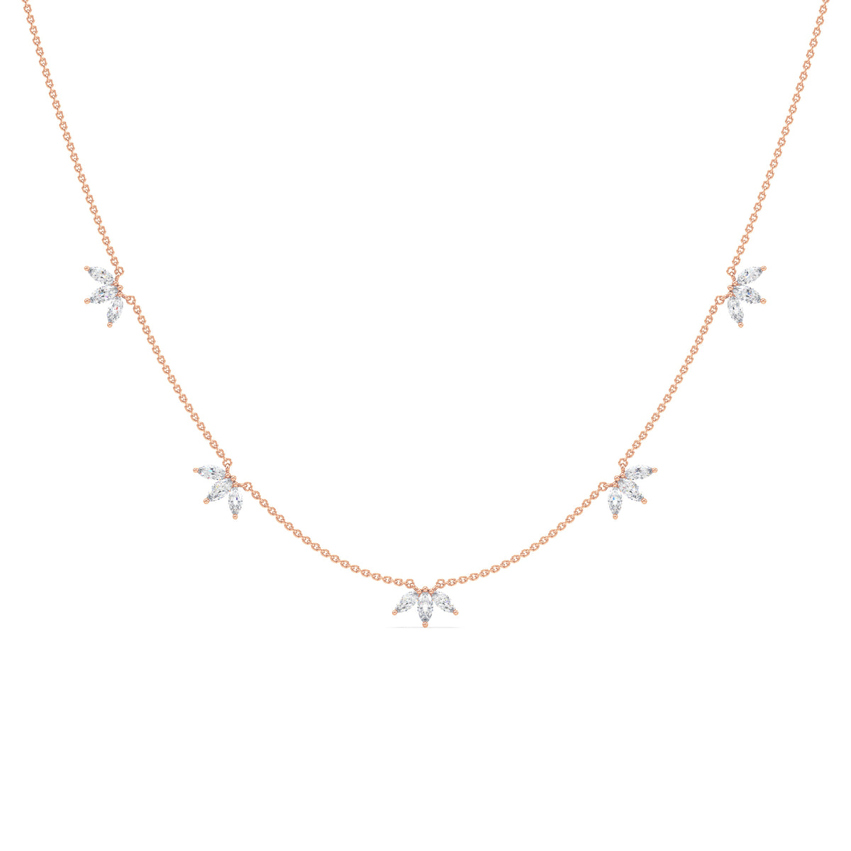 Genevieve Floral Marquise Lab Grown Diamond Necklace