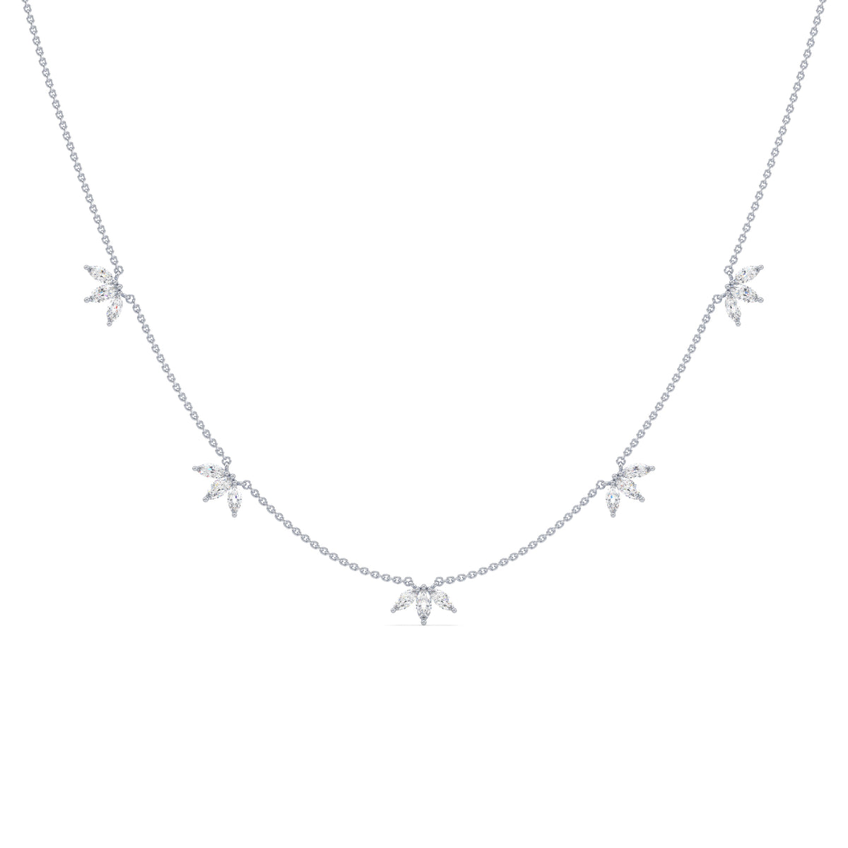 Genevieve Floral Marquise Lab Grown Diamond Necklace