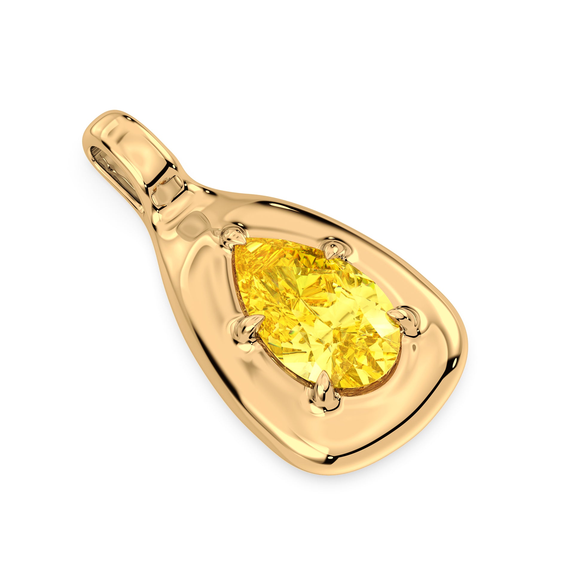 Rory Yellow Pear Lab Grown Diamond Bubble Bezel Prong Pendant