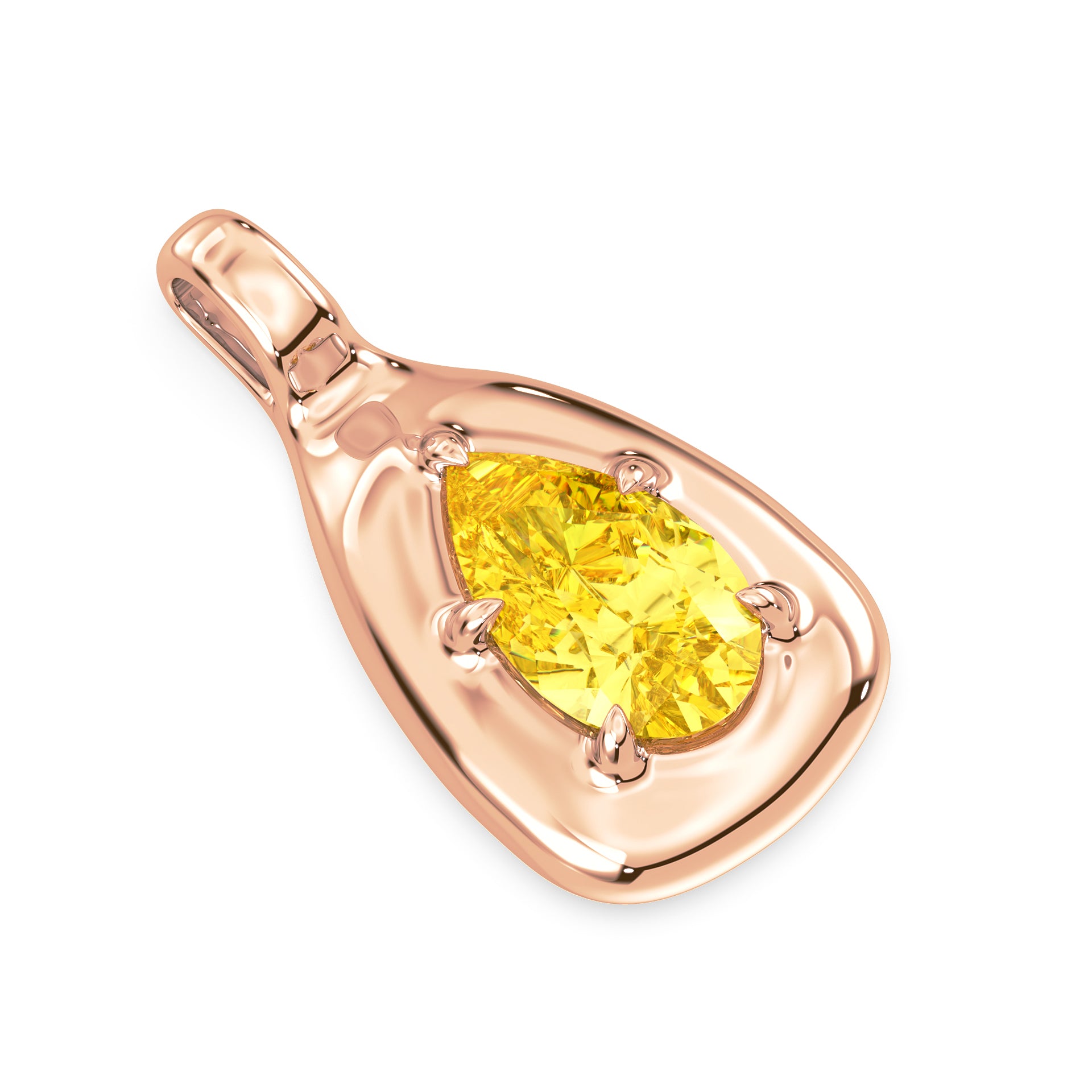 Rory Yellow Pear Lab Grown Diamond Bubble Bezel Prong Pendant